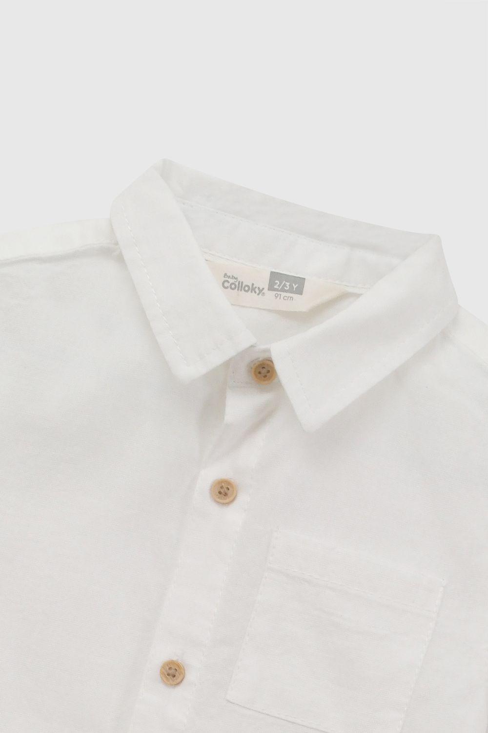 Camisa Manga Corta Blanco Niño 6-9M a 4-5A Colloky-3