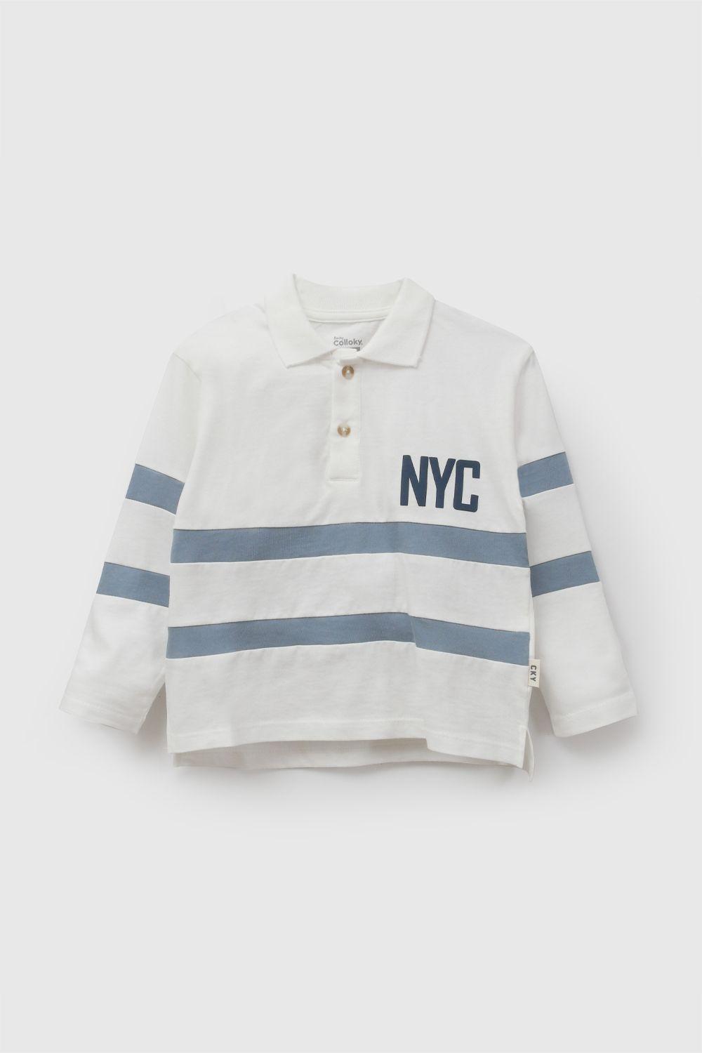 Polera Polo Rayas Blanco Niño 6-9M a 4-5A Colloky-0