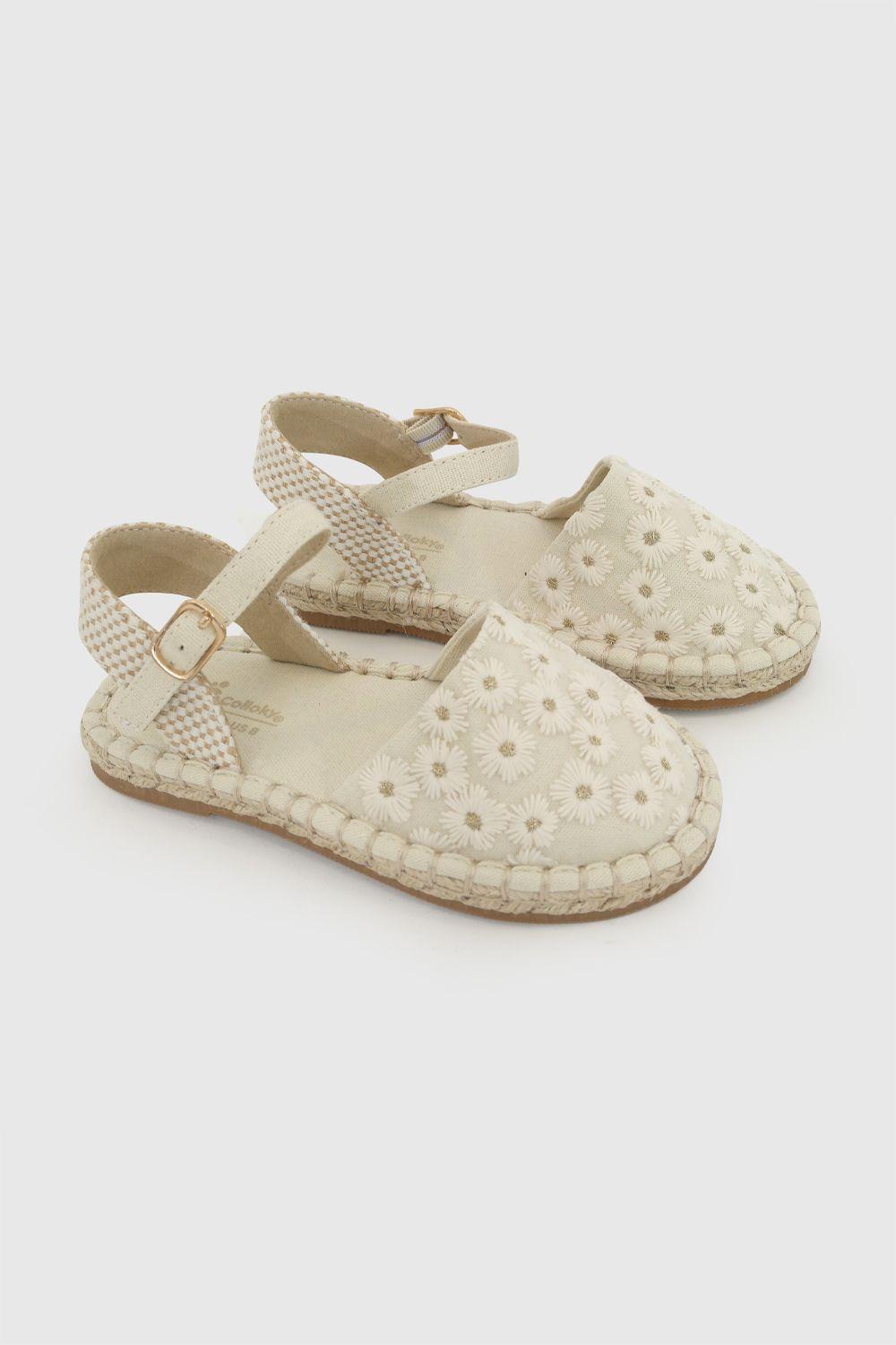 Alpargata Flores Beige Niña 21-27 Colloky-0