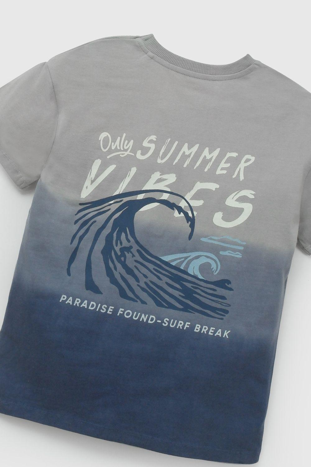 Polera Gris Estampado En La Espalda De Niño POJE2504V26-3