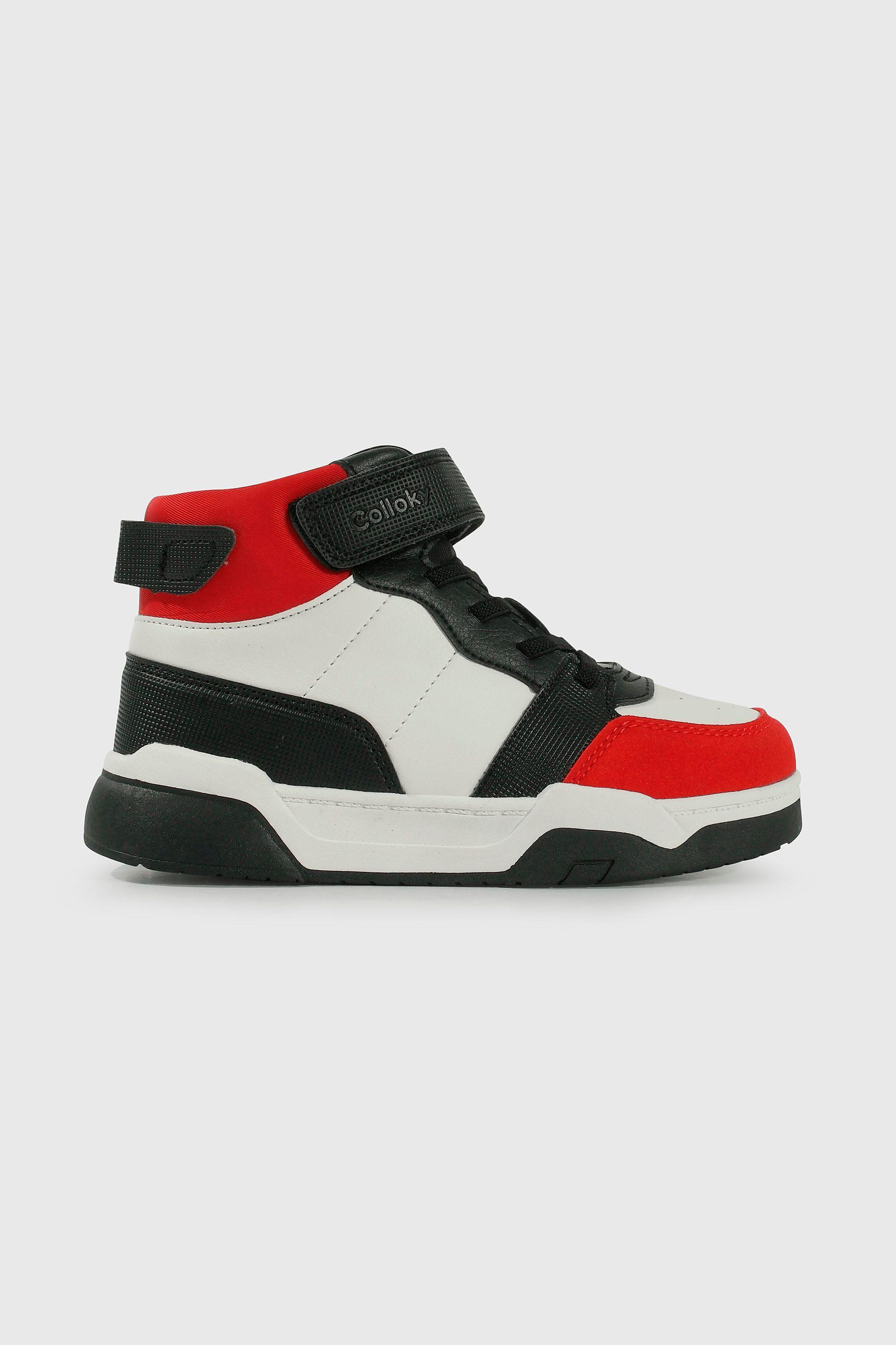 Zapatilla Lifestyle de Niño Rojo Caña Media con Velcro y Cordón-1