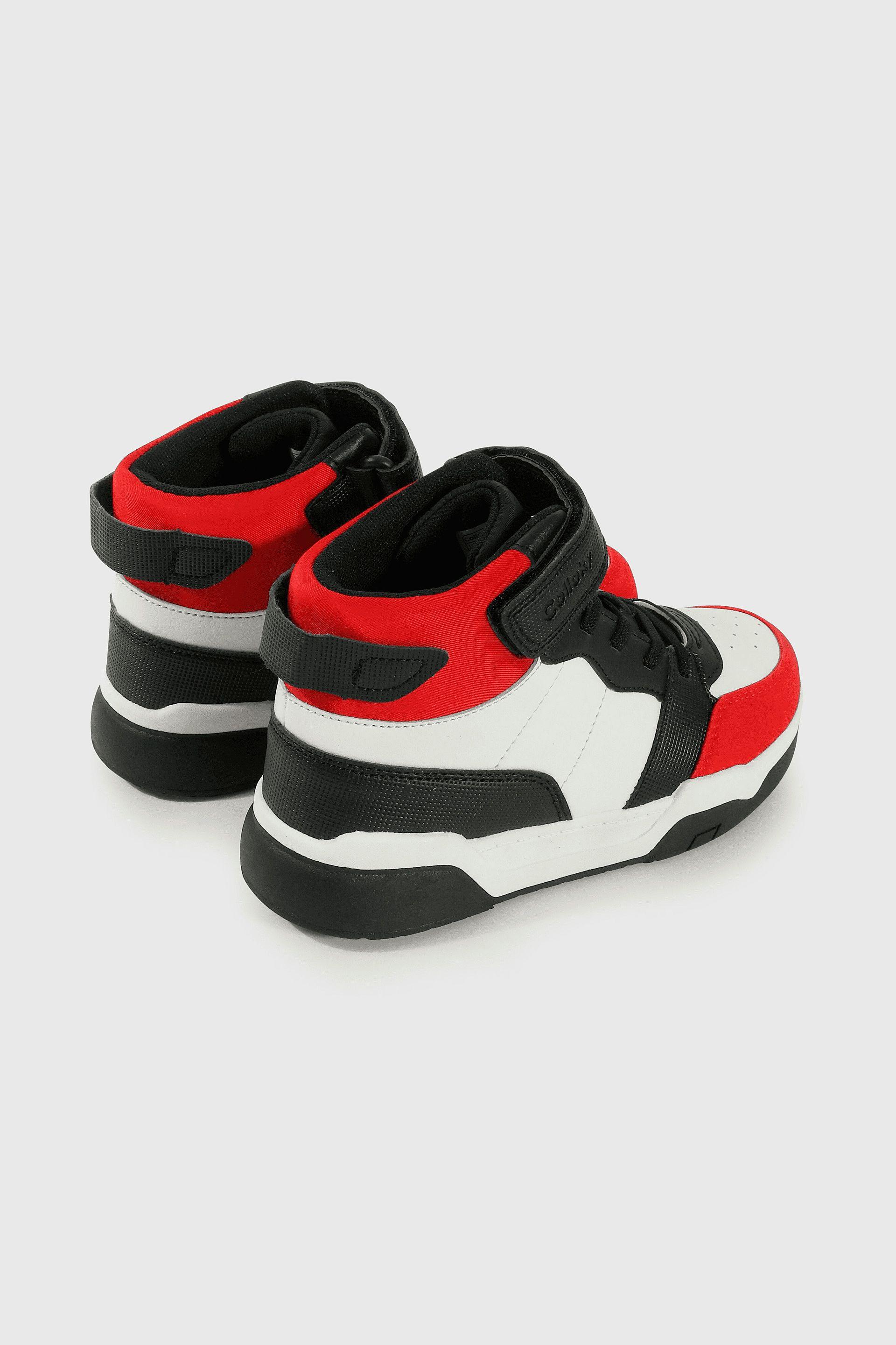 Zapatilla Lifestyle de Niño Rojo Caña Media con Velcro y Cordón-4