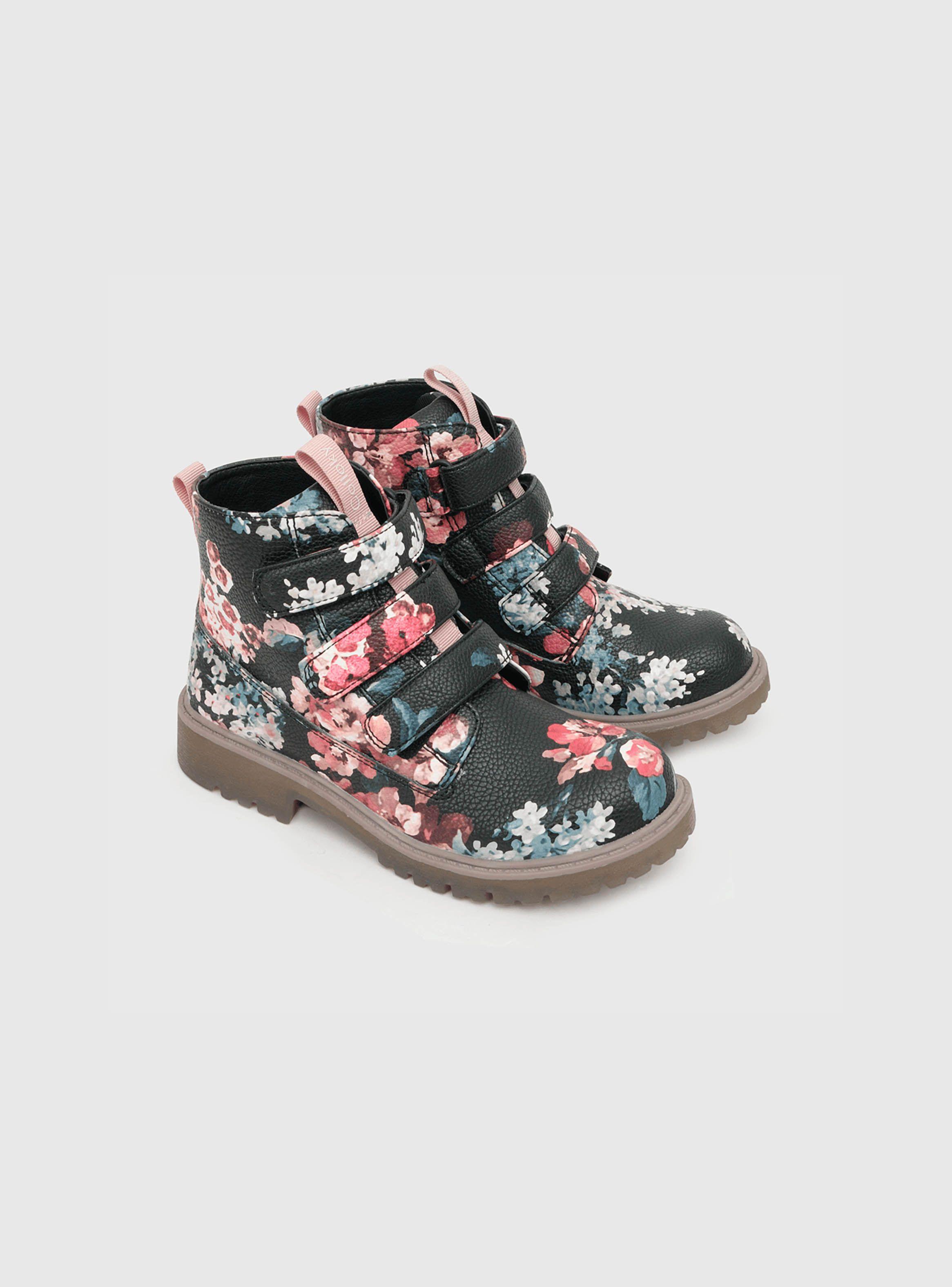 Botin Para Niña Tres Velcros Floral Print (28 A 38) Colloky-0