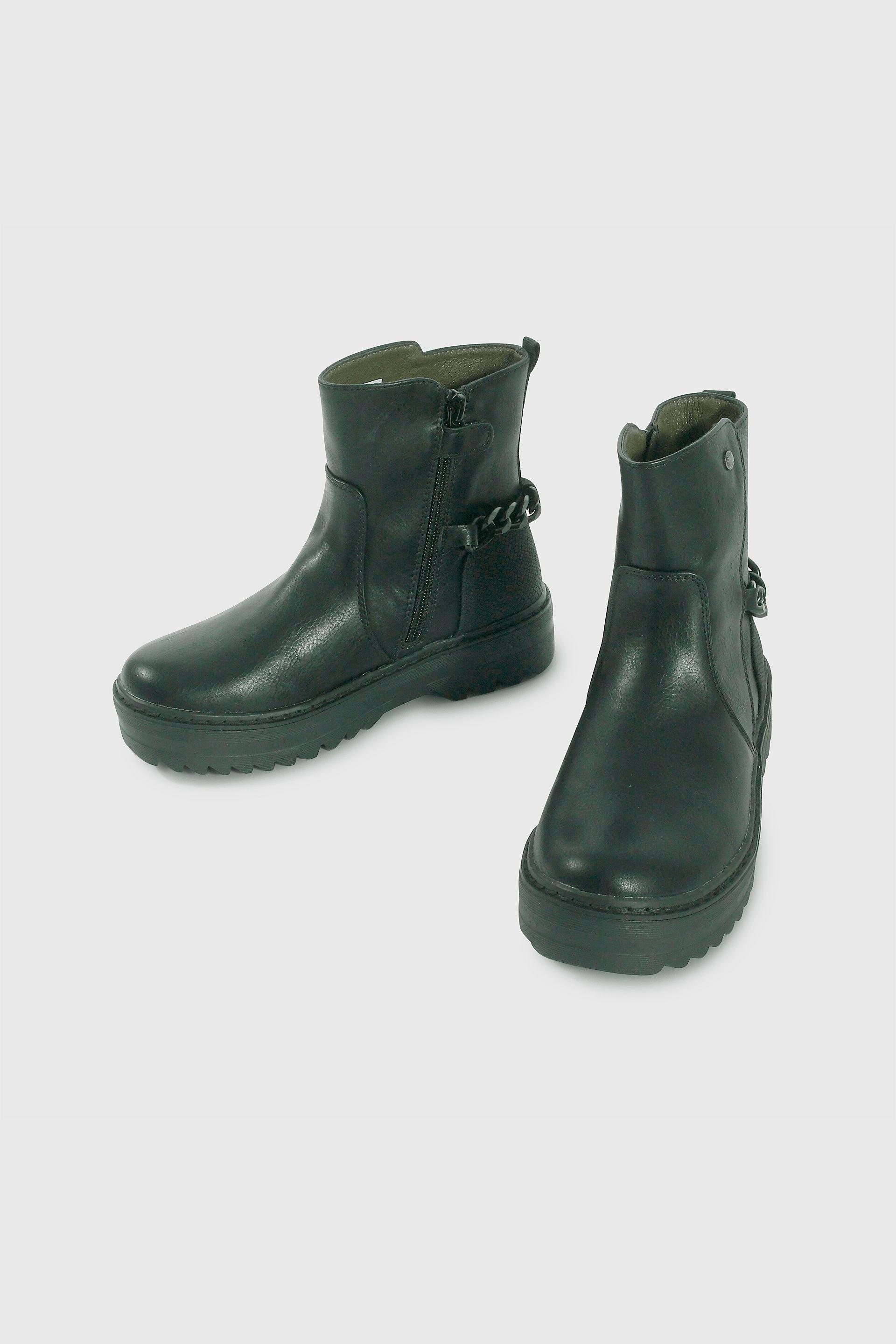 Bootie de Niña Negra Caña Media con Cierre-3