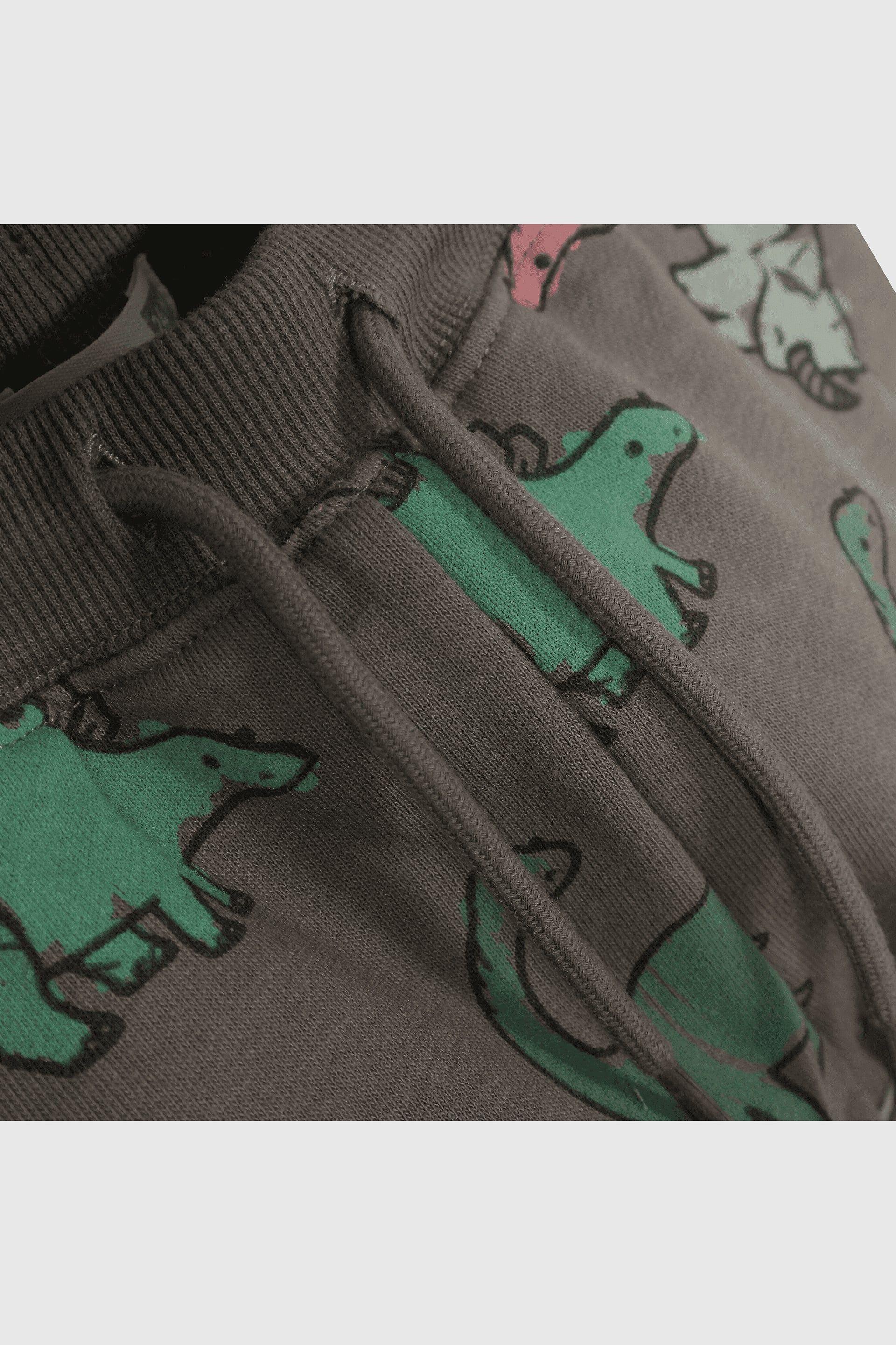 Polerón verde con dinosaurios para niños en crecimiento-2