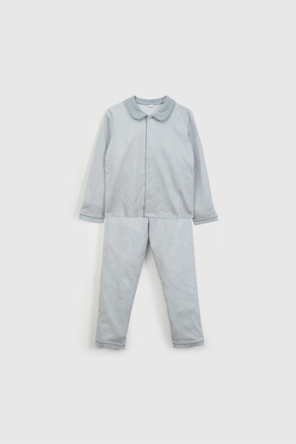 Pijama Celeste Camisero Líneas De Niño PJJE0159V26-0