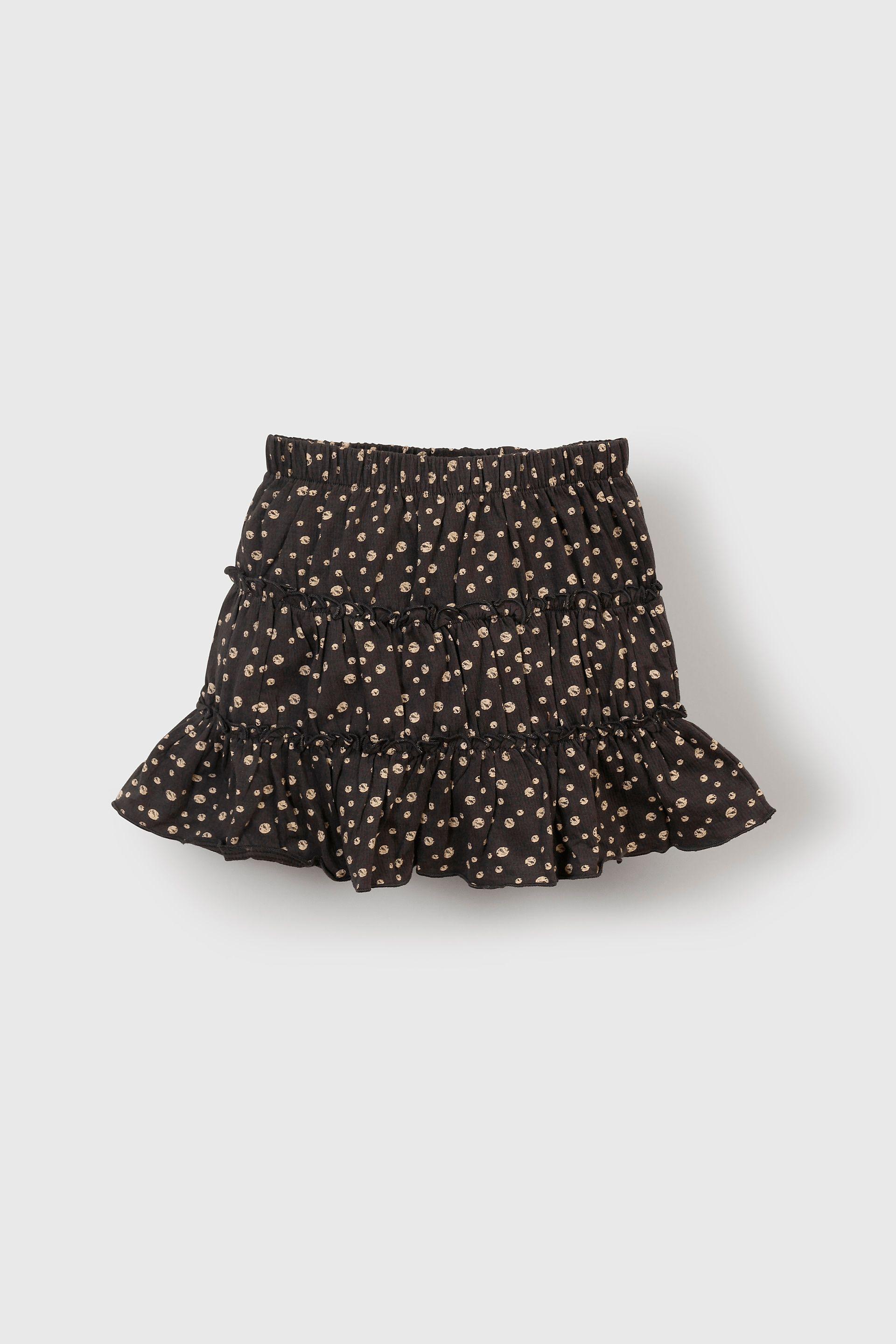 Falda Short Negra Estampada-0