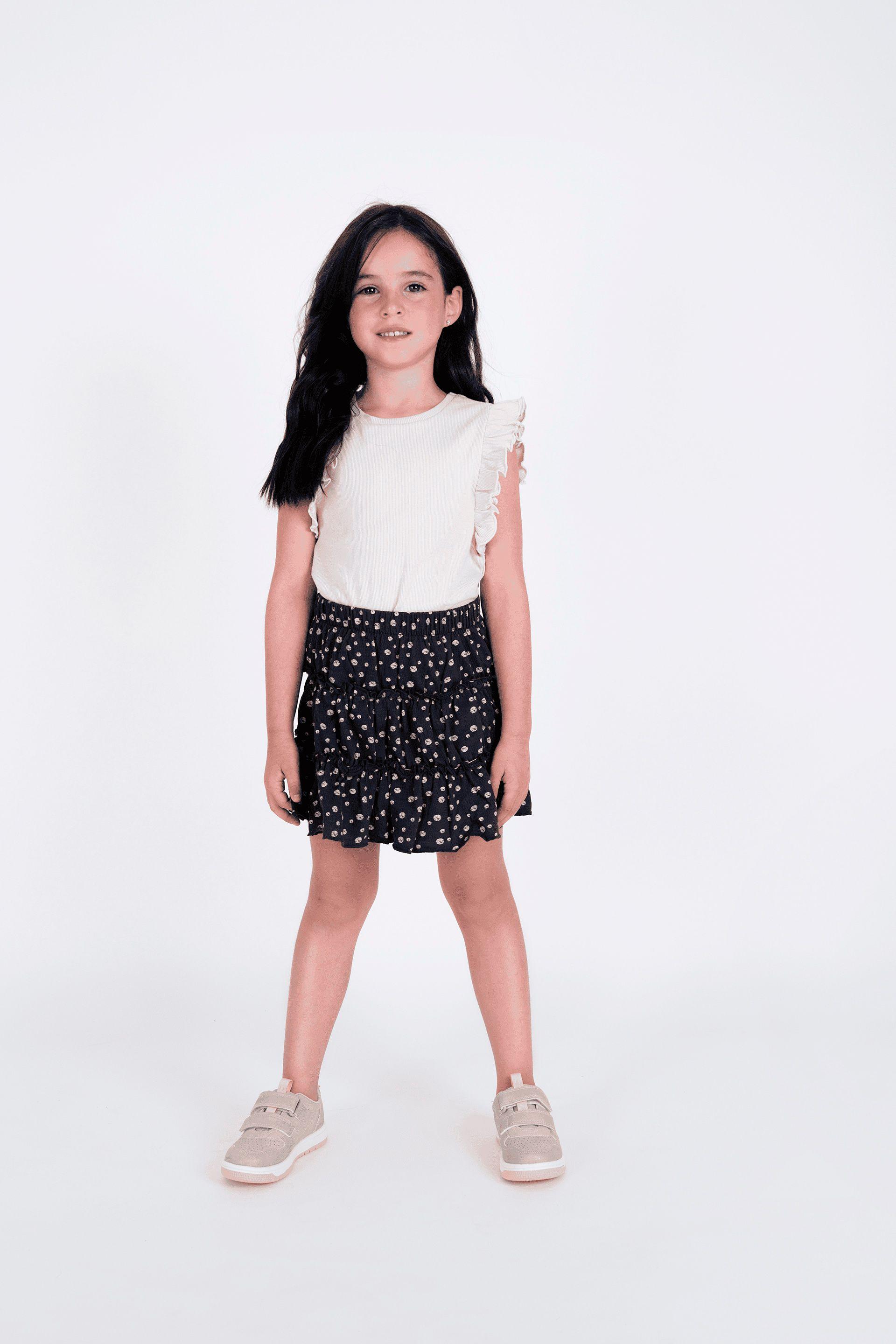 Falda Short Negra Estampada-1