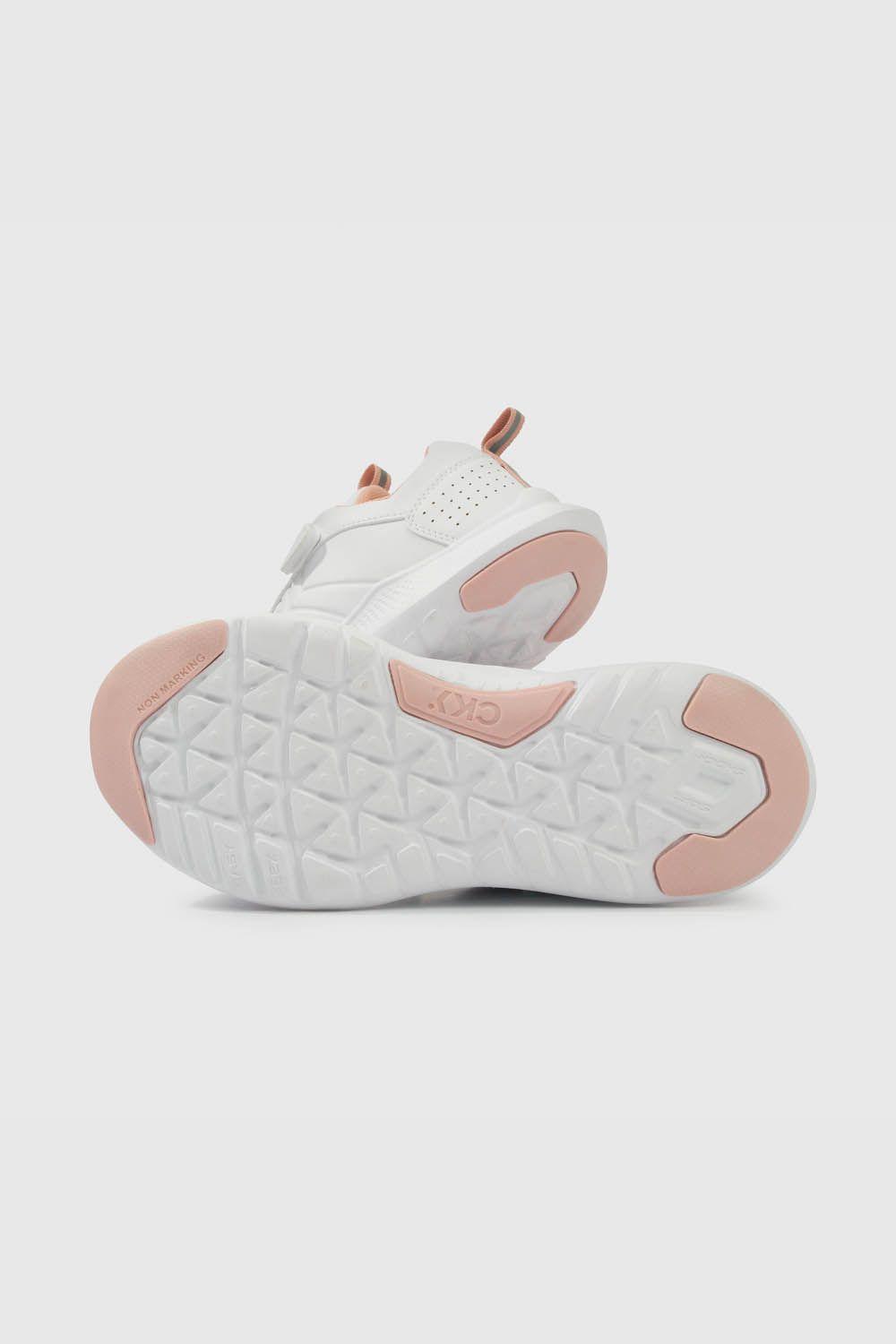 Zapatillas Colloky Escolar Blanca doble Velcro y Detalles Rosados Niña-2