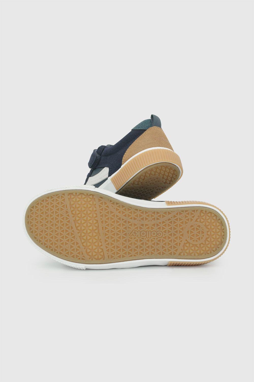 Zapatilla urbana niño azul 28-38 velcro y cordón elástico-2