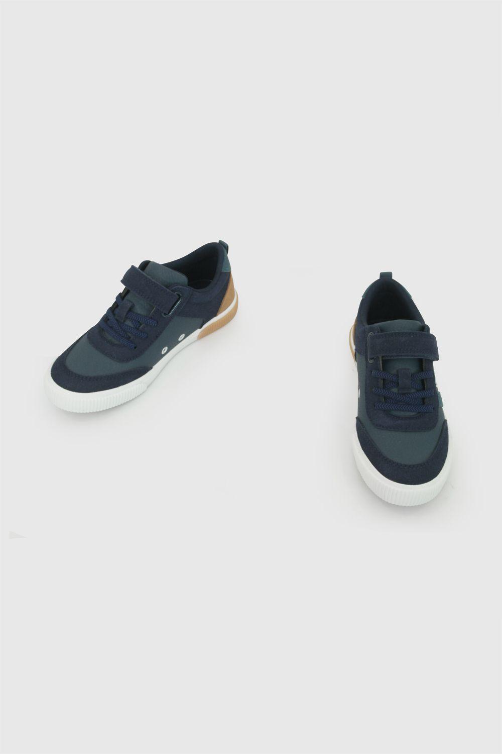 Zapatilla urbana niño azul 28-38 velcro y cordón elástico-3