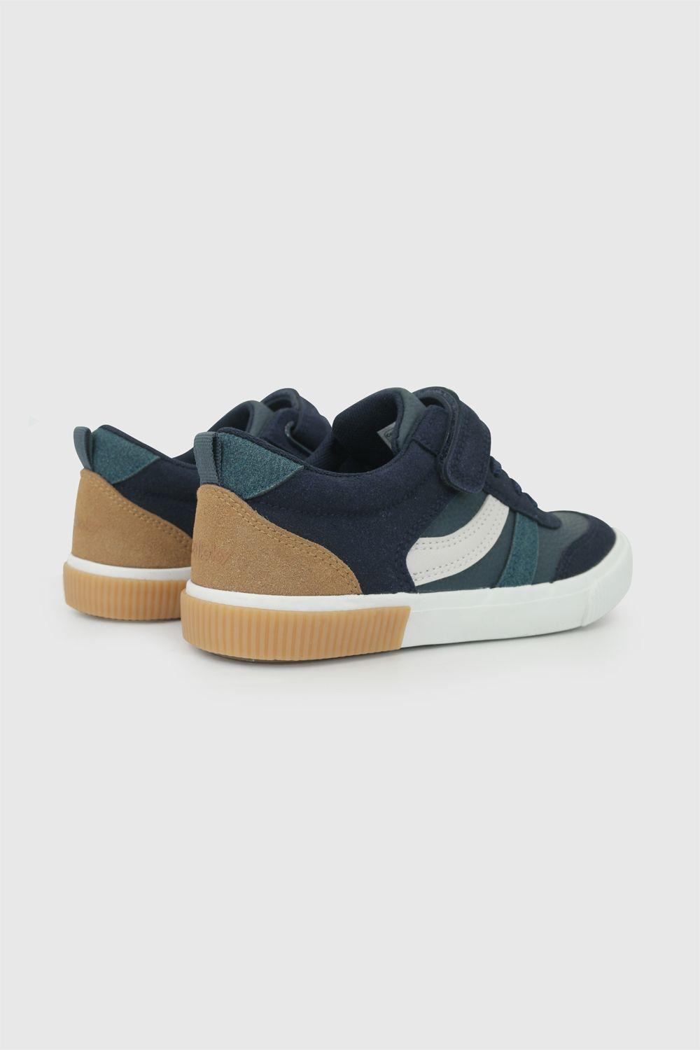 Zapatilla urbana niño azul 28-38 velcro y cordón elástico-4