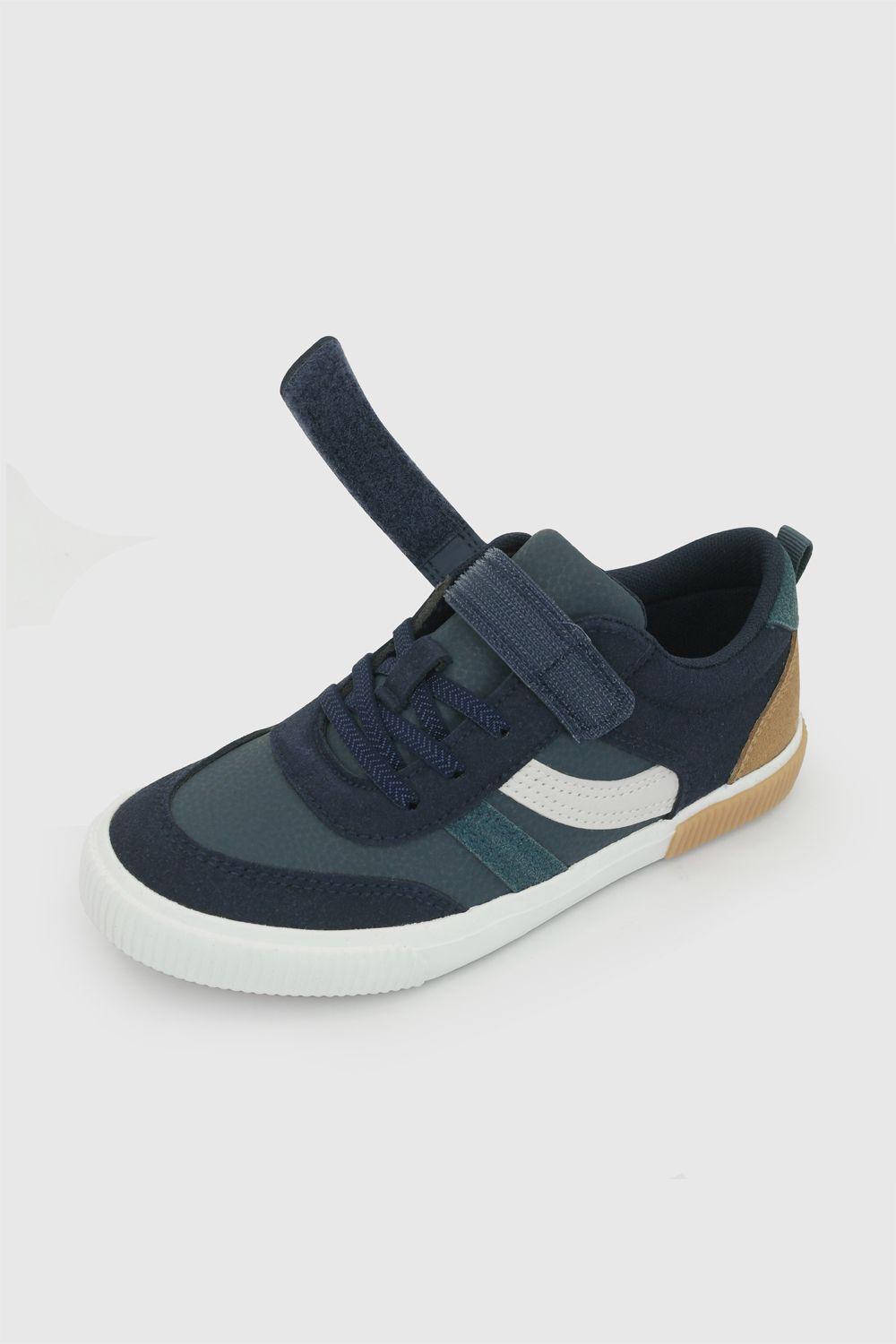 Zapatilla urbana niño azul 28-38 velcro y cordón elástico-5