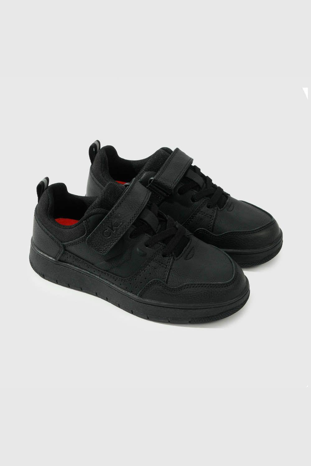 Zapatilla Escolar Unisex Negra con Velcro Junior 534-0