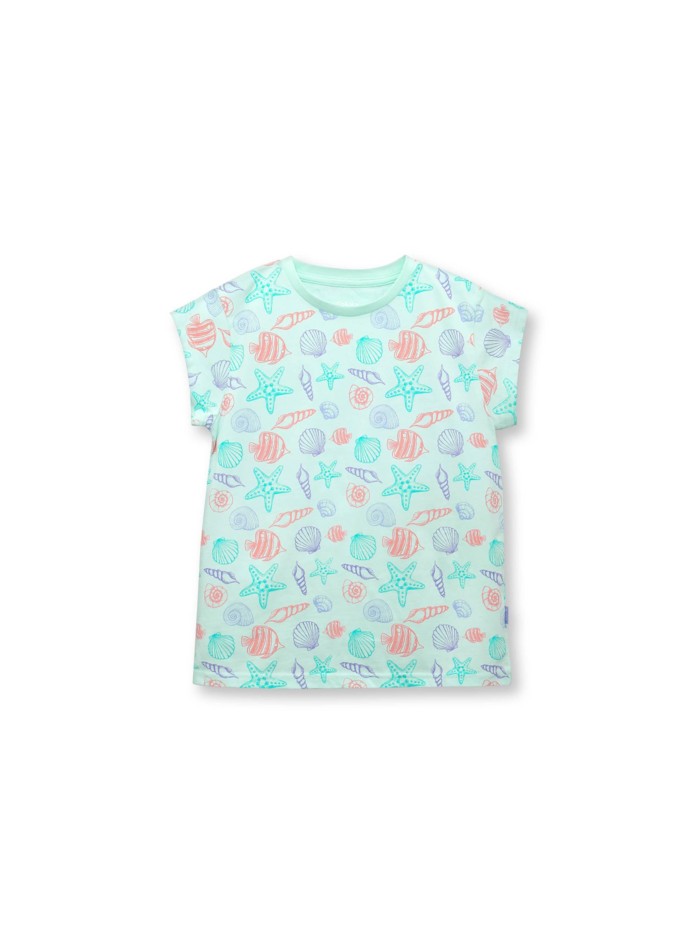 Pijama de niña de algodón aqua (2 a 12 años)-2