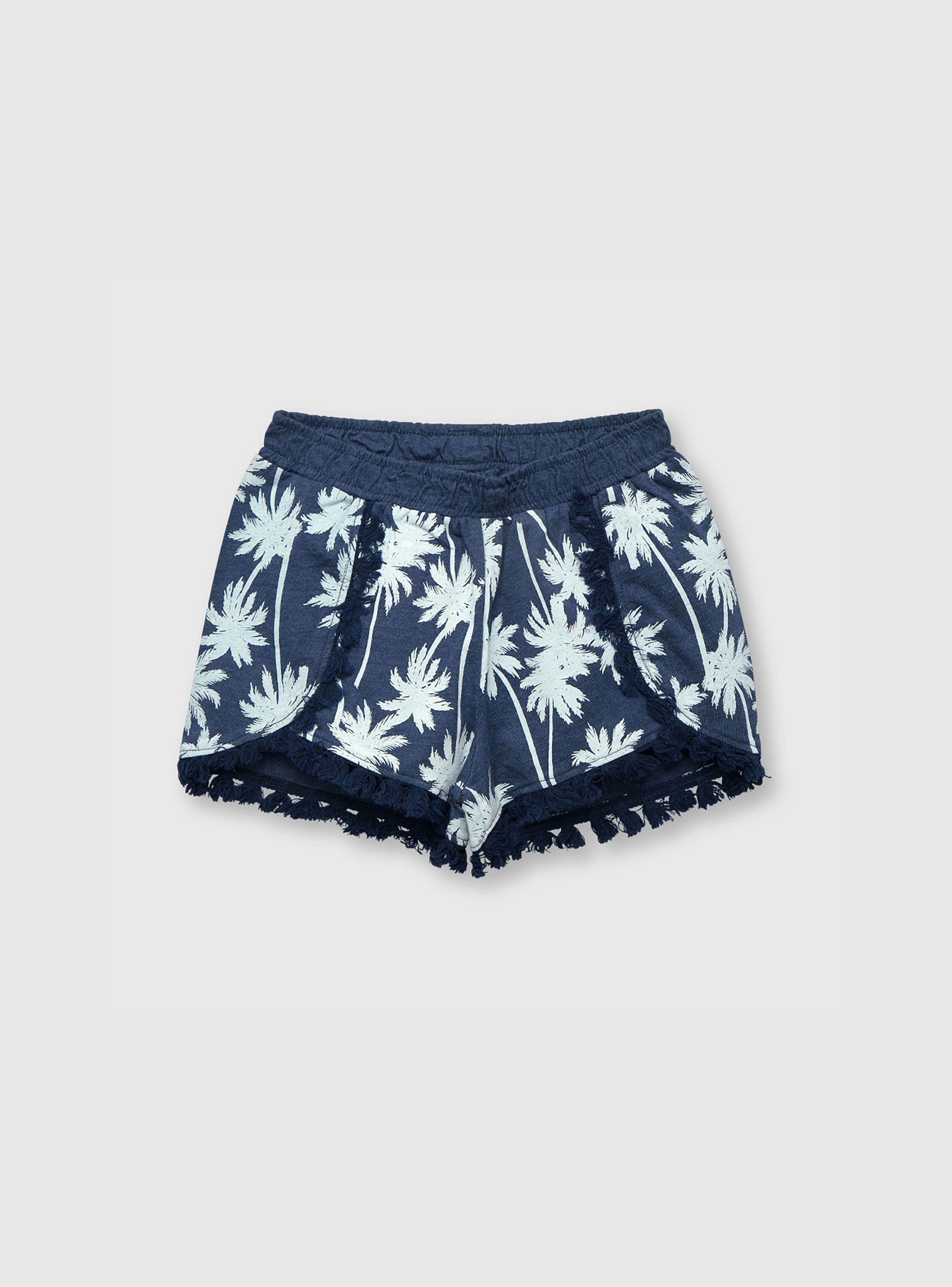 Short De Niña Estamado De Punto Azul (2 A 12 Años) Colloky-0