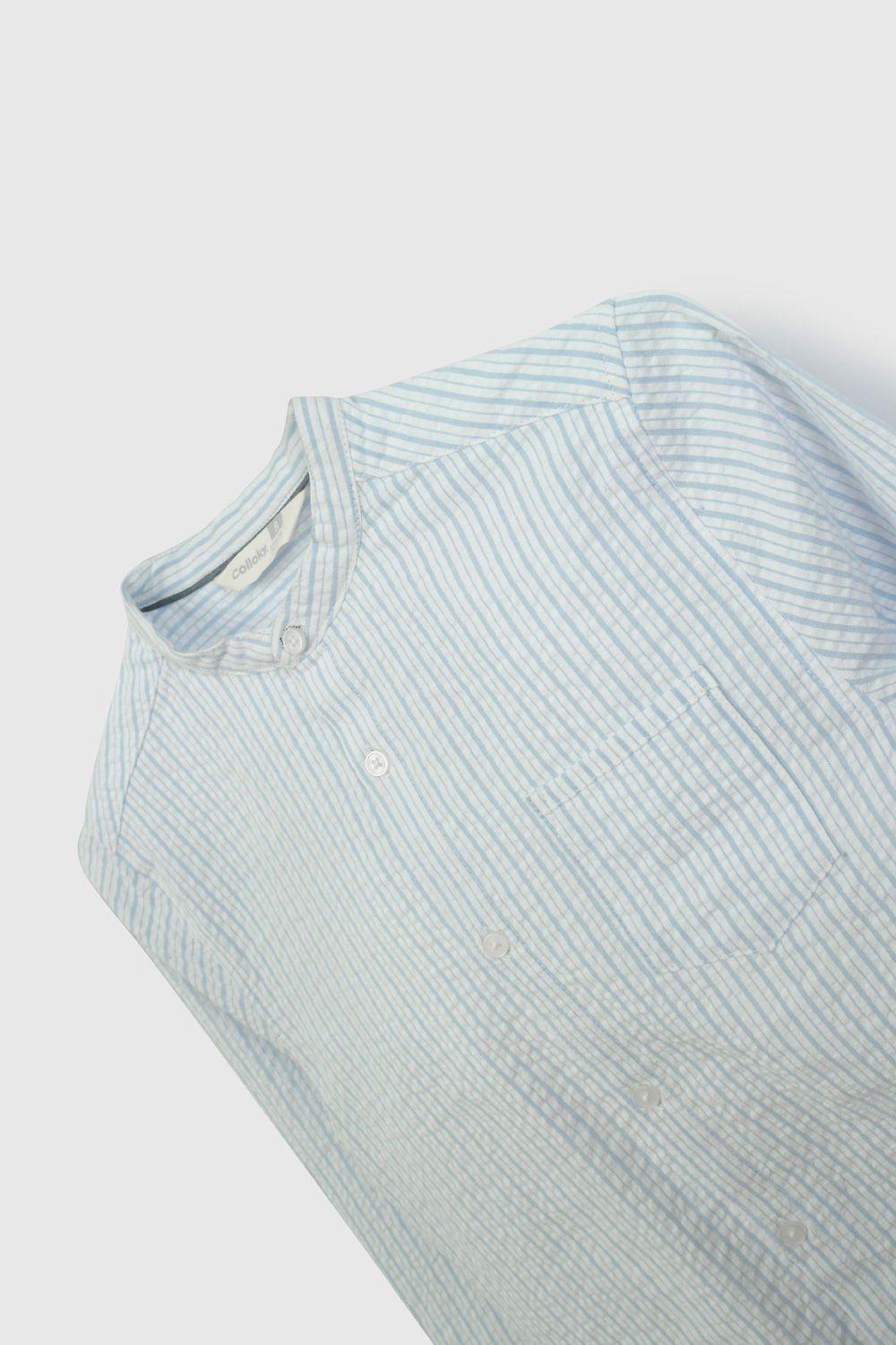 Camisa Celeste Cuello Mao De Niño CAOX0540V26-2