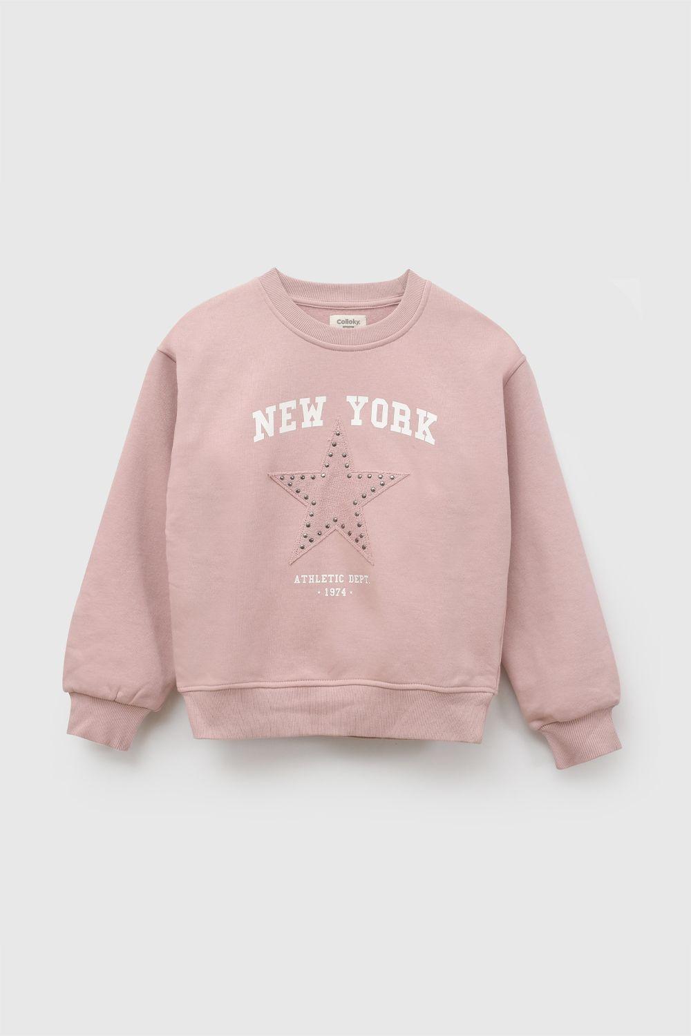 Poleron New York Rosa Viejo Niña 3-4A a 12-13A Colloky-0