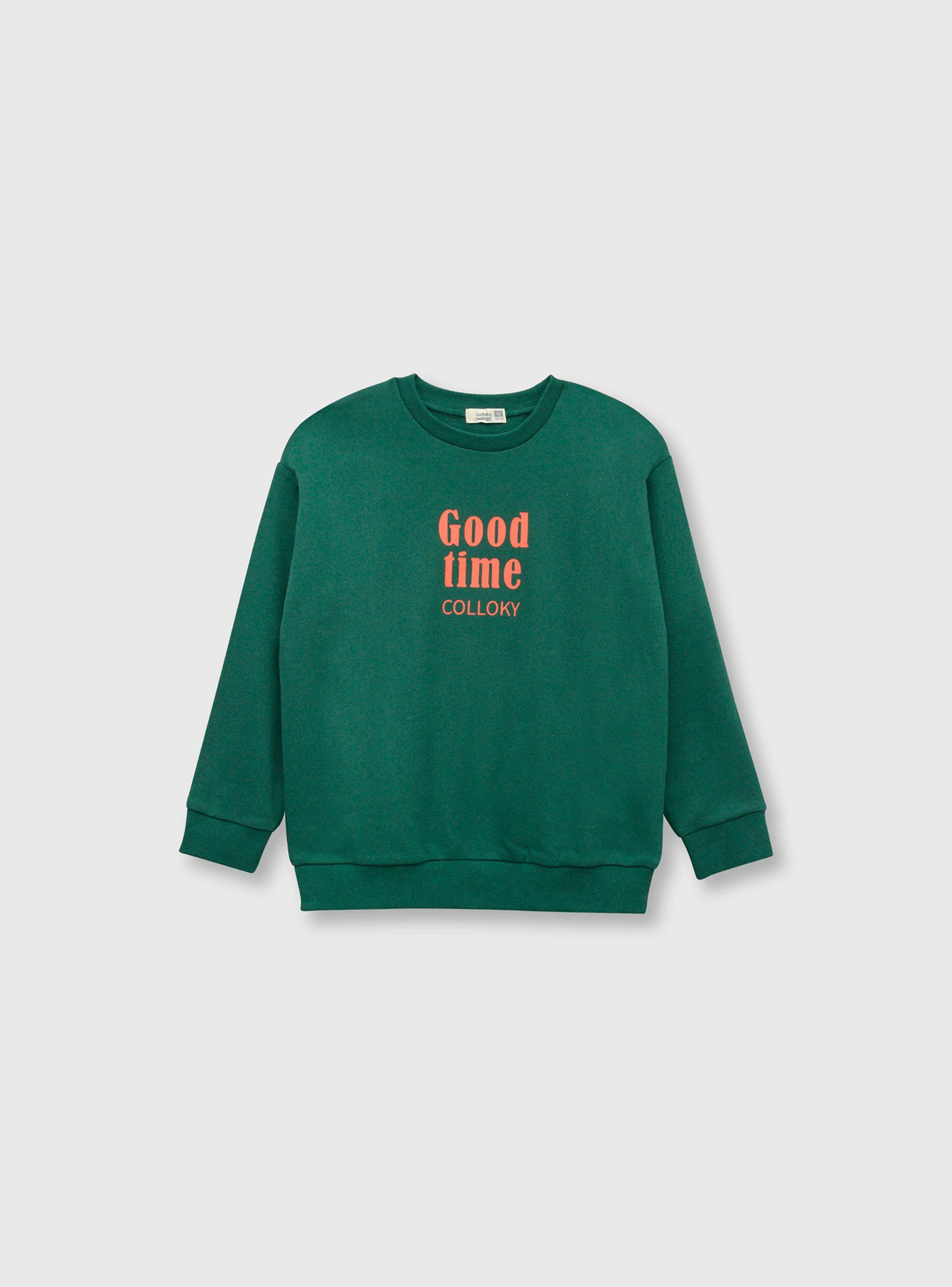 Polerón De Niño Estampado Verde (2 A 12 Años) Colloky-0