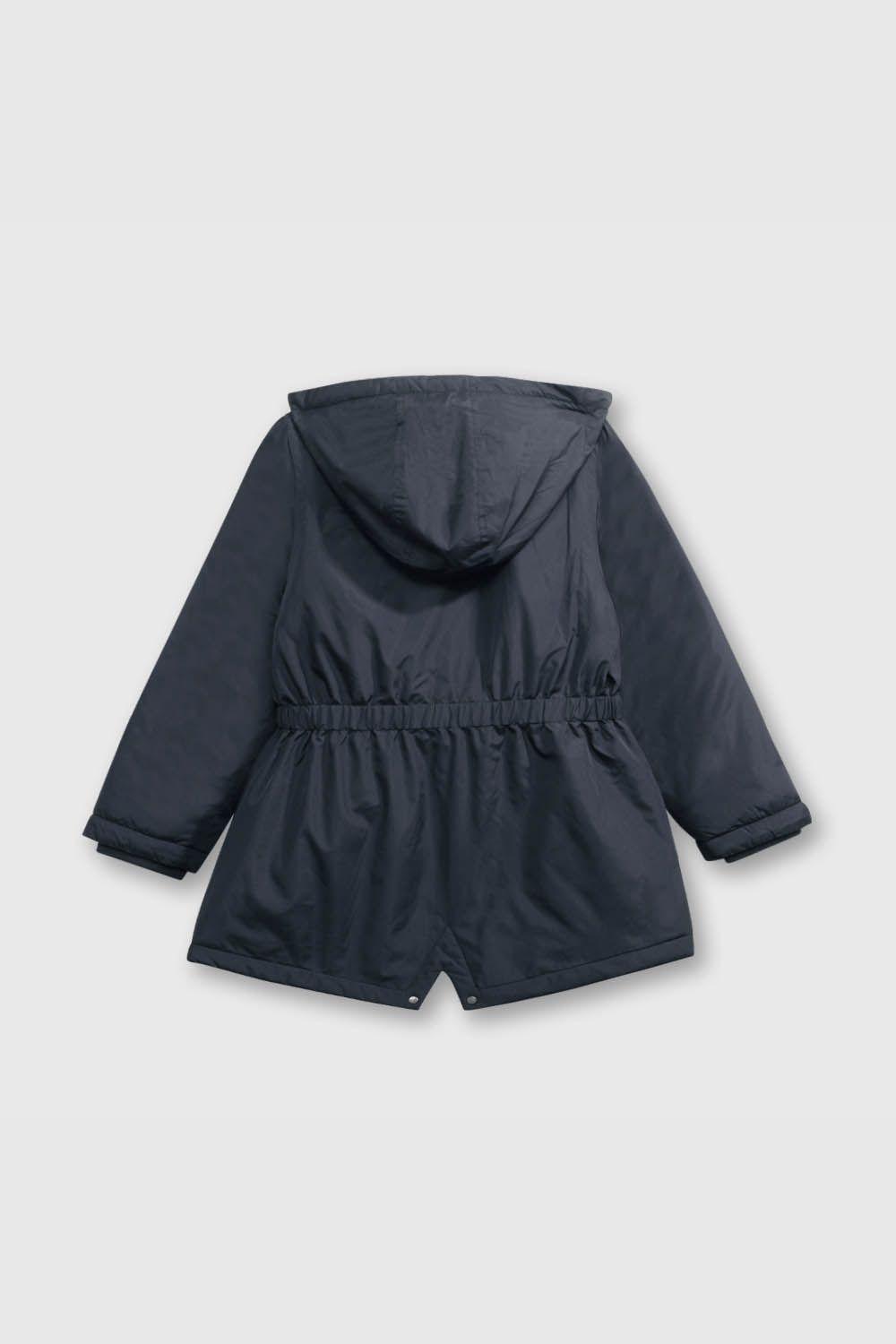 Parka Escolar Azul entallada con cintura elasticada para niña-1