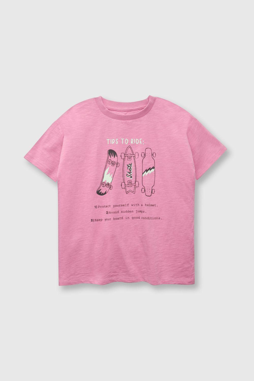 Polera de niño skate fucsia (2 a 12 años)-0