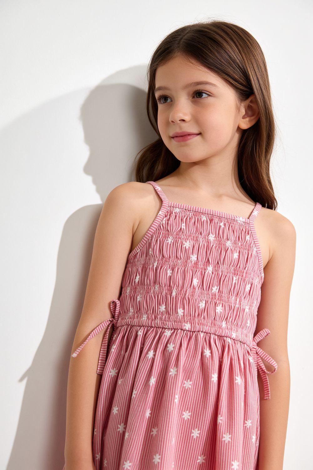Vestido Flores Rosado Niña 3-4A a 12-13A Colloky-1