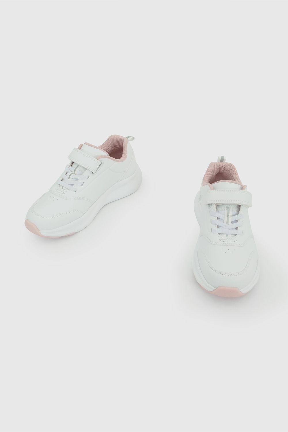 Zapato Escolar de Niña Blanco con Velcro en tallas de 23 a 29 (2 a 5 Años)-5