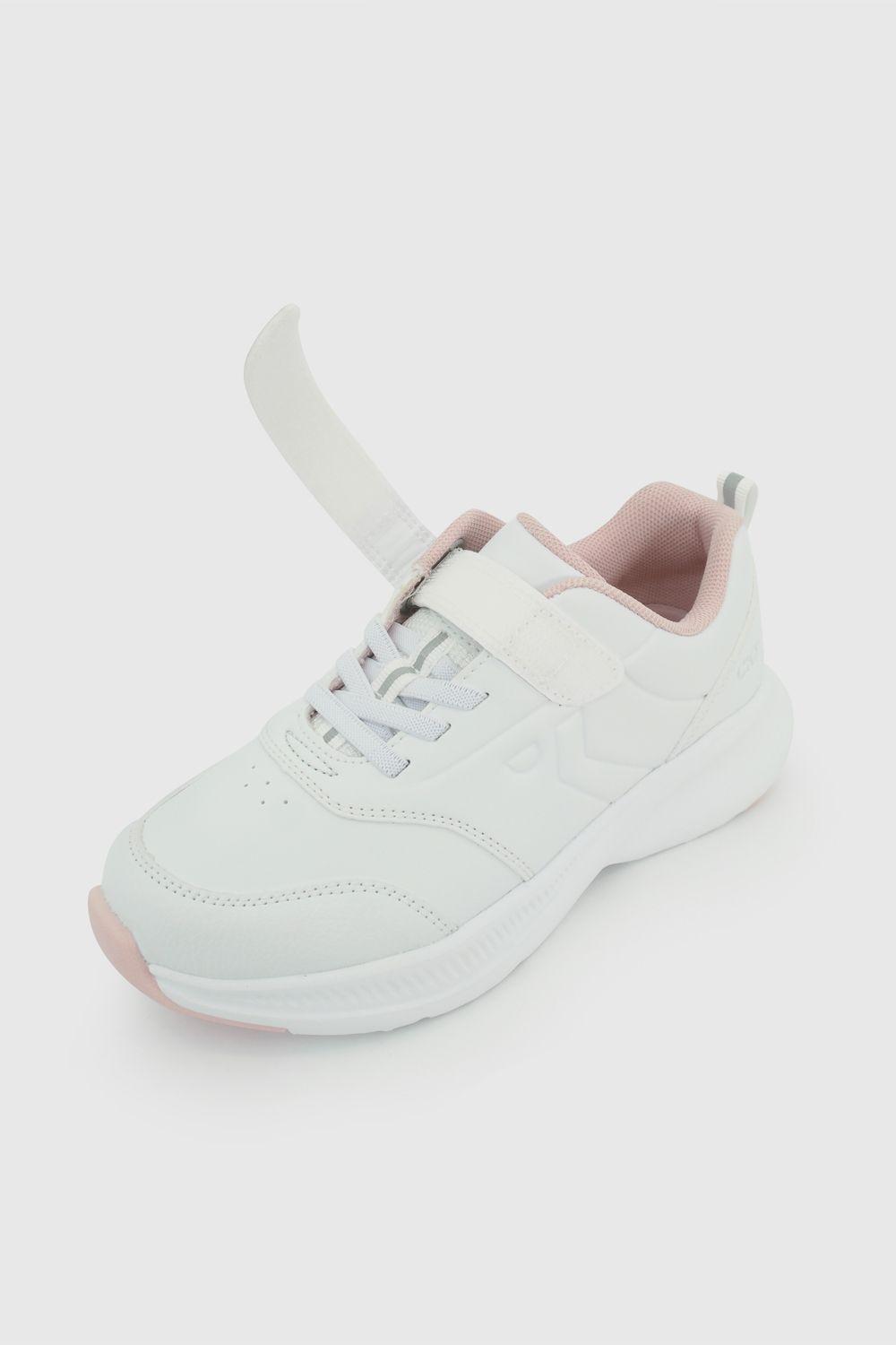 Zapato Escolar de Niña Blanco con Velcro en tallas de 23 a 29 (2 a 5 Años)-7