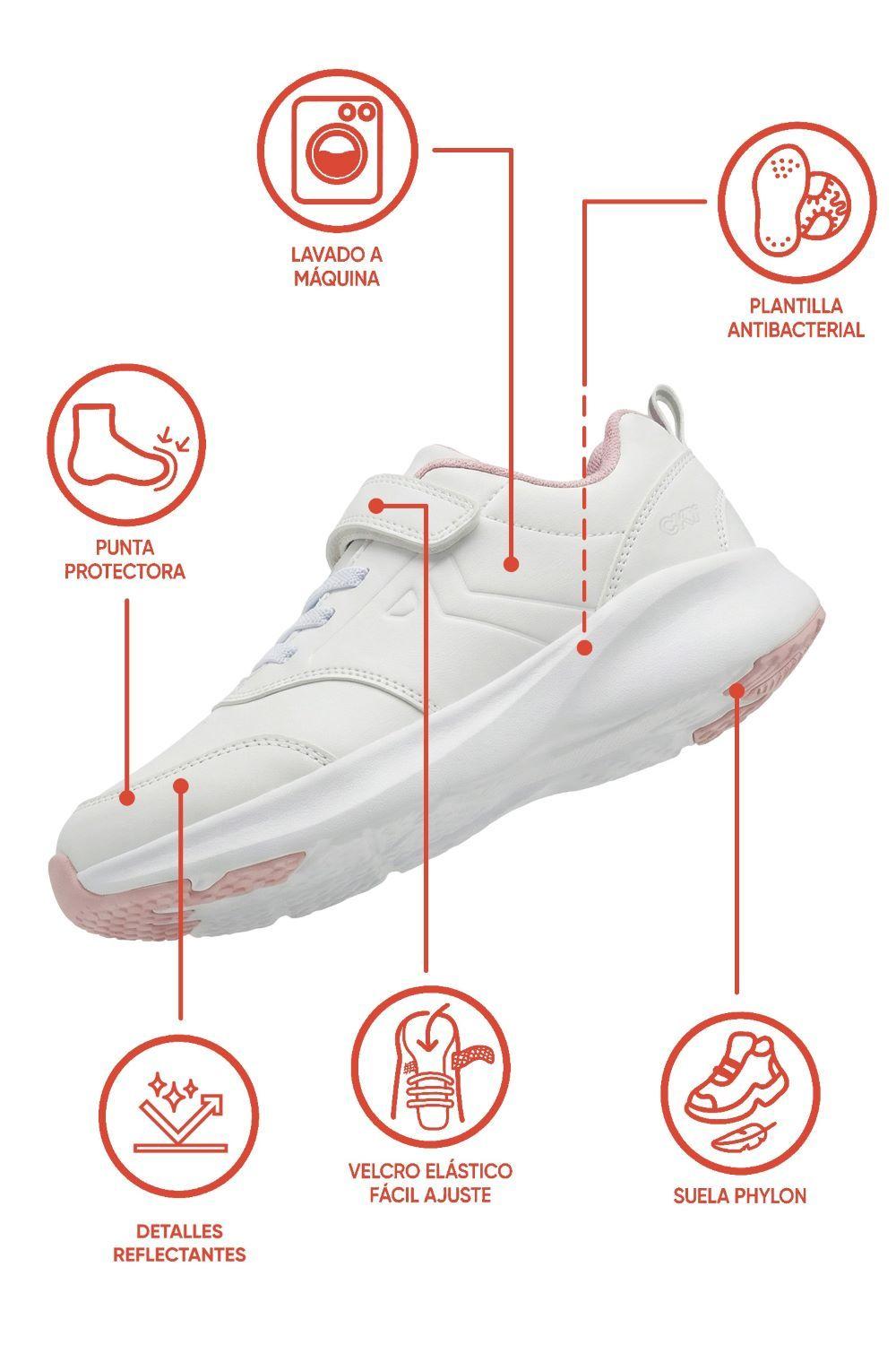 Zapatilla Escolar Detalles Rosados 7277 Colloky-3