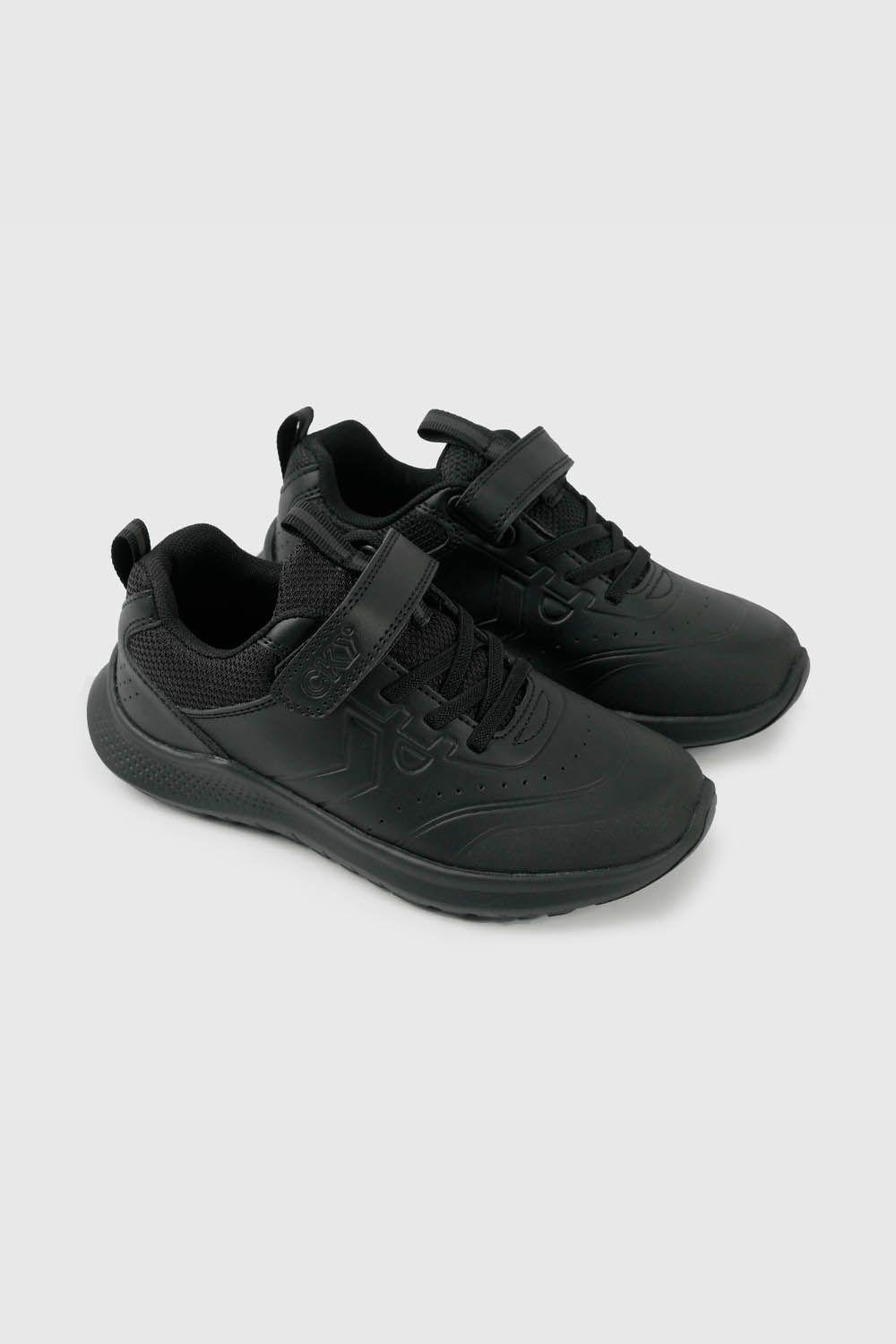 Zapatilla Escolar Negra Unisex con Velcro Junior 2898-0