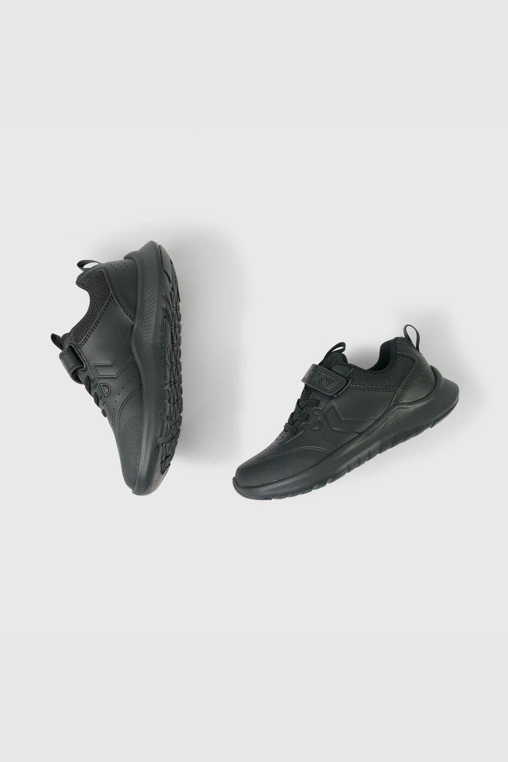 Zapatilla Escolar Negra Unisex con Velcro Junior 2898-3