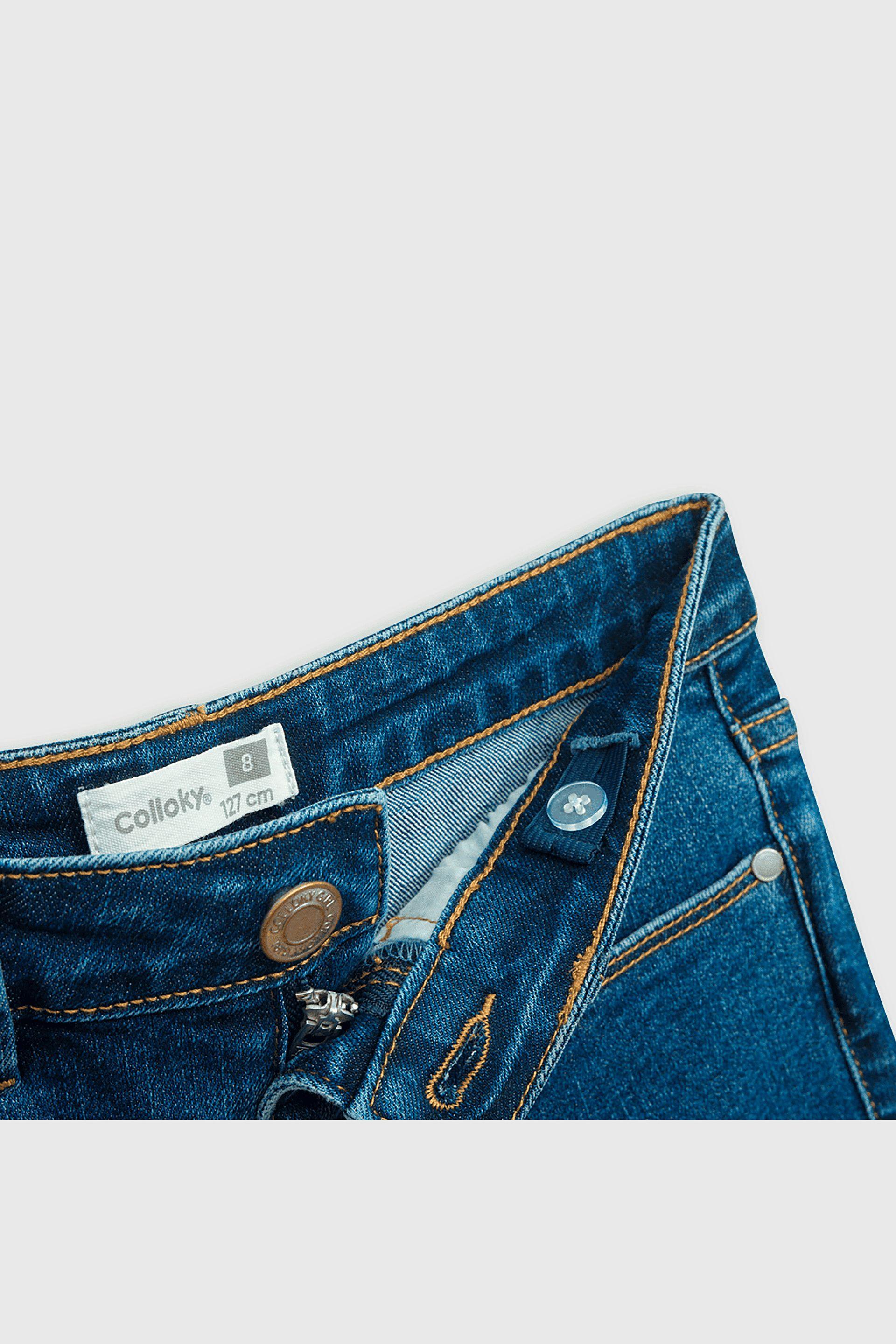 Jeans Denim Skinny Azul Elasticado con Cierre para Niña de 3 a 12 años-2