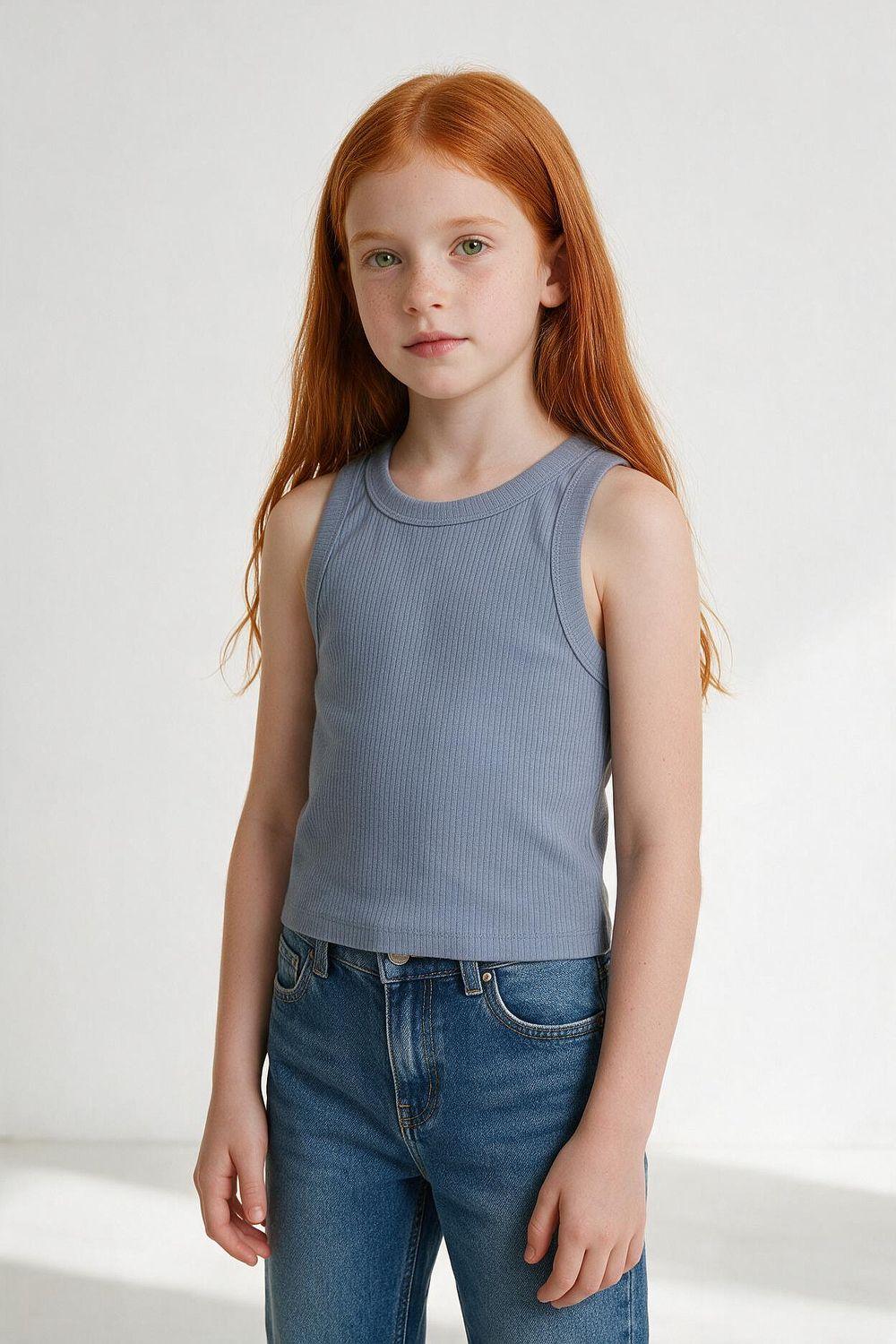 Polera Rib Celeste Niña 3-4A a 12-13A Colloky-1