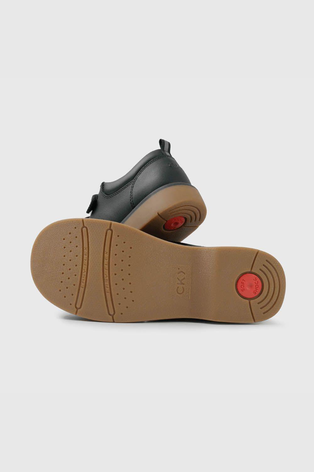 Zapato Escolar Negro de Cuero Doble Velcro 7175-2