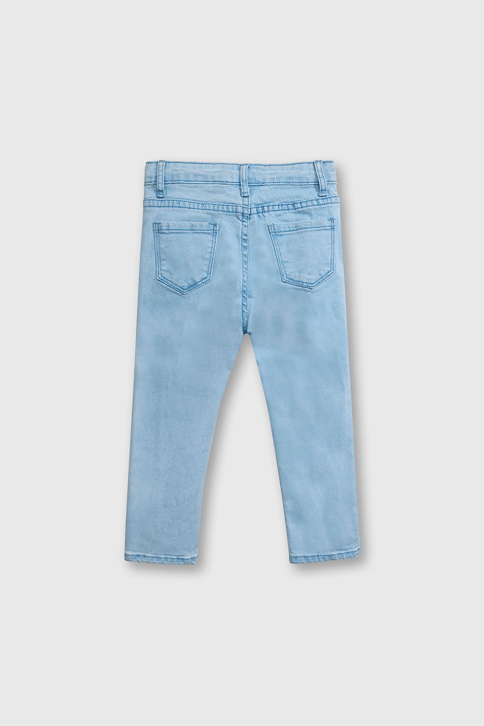 Jeans Elasticado Denim Celeste con Flores para bebé de 3/6 a 36 meses-1