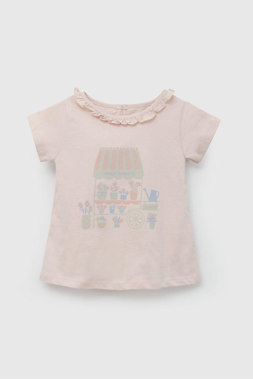 Polera Rosada Carrito Flores De Niña POJE8030V26-0