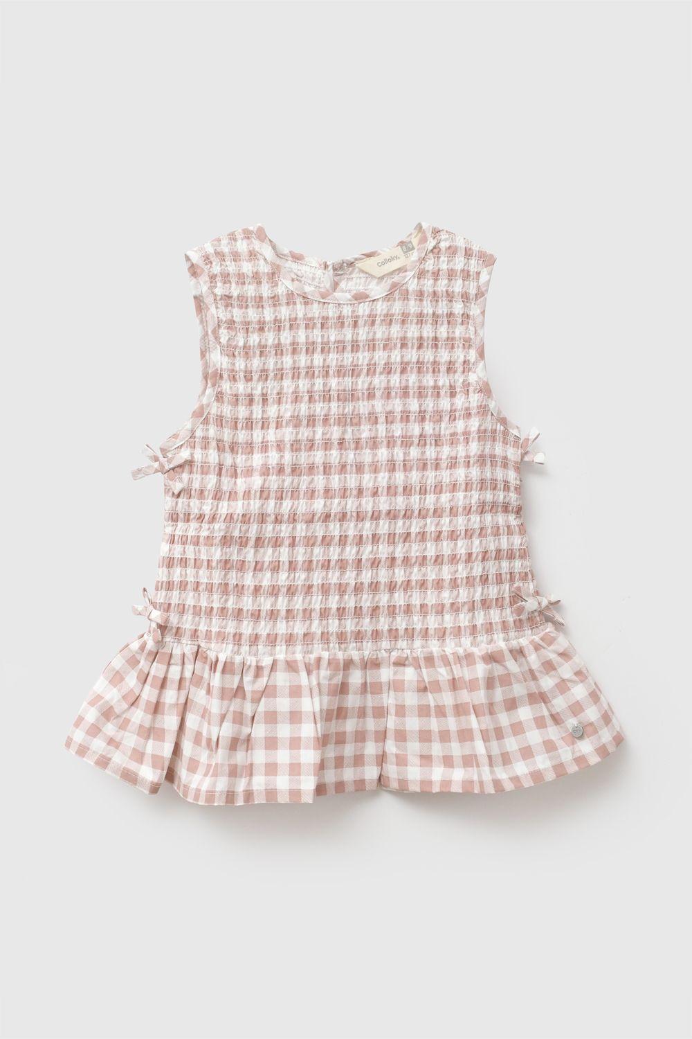 Blusa Cuadros Rosa Viejo Niña 3-4A a 12-13A Colloky-0