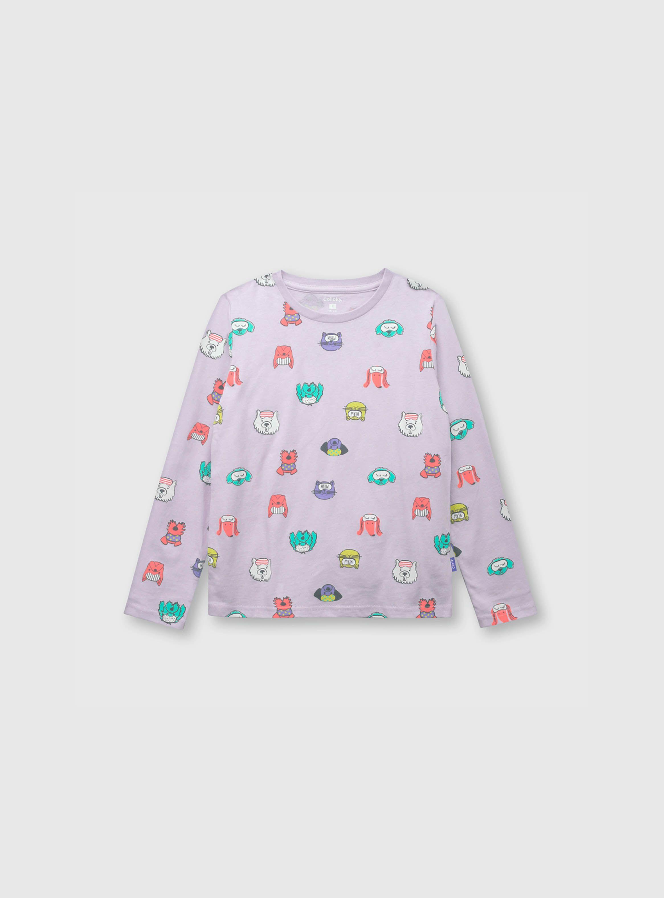 Pijama Niña De Algodón Morado (2 A 12 Años) Colloky-1