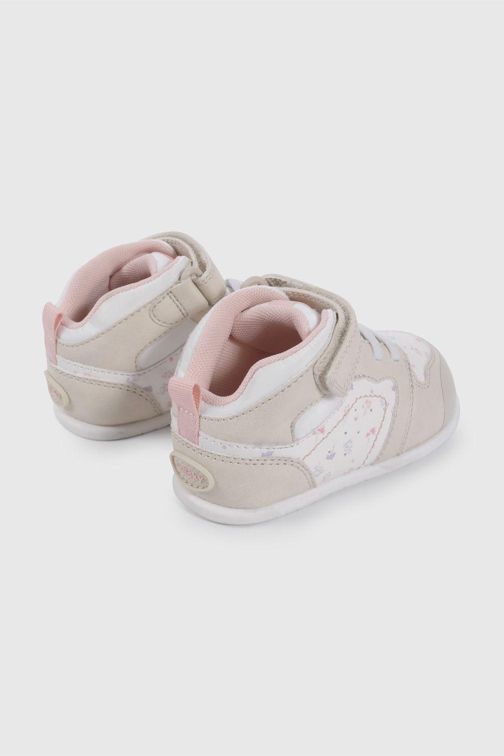 Zapatilla Urbana Beige Con Flores Caña Media  37000298V26-4