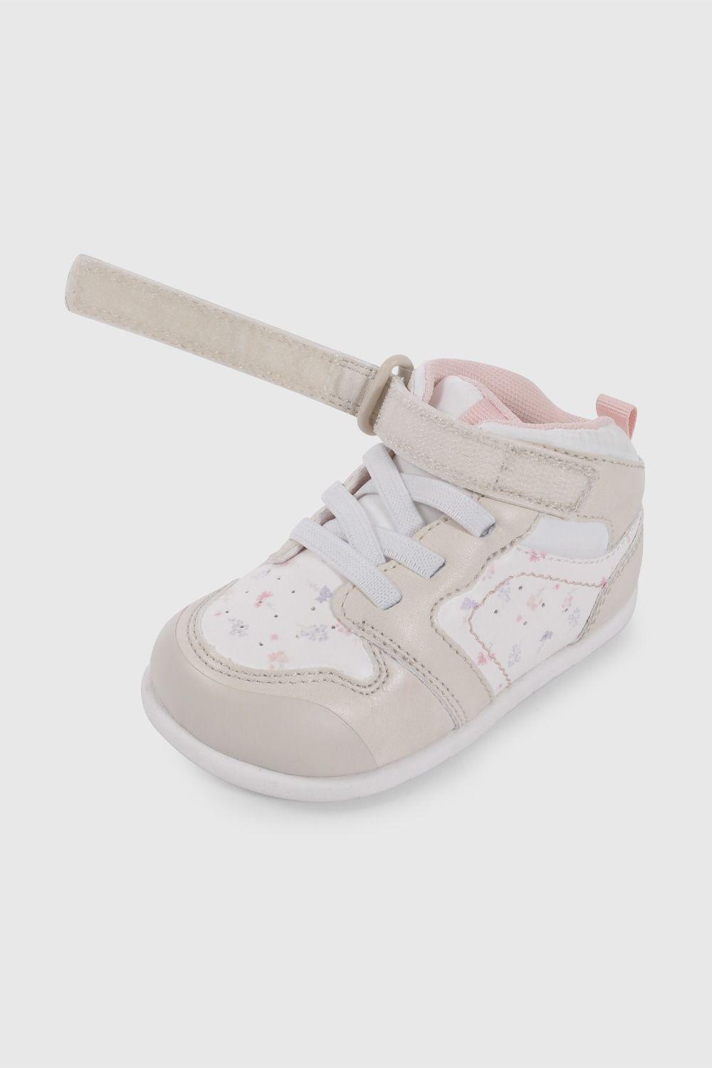 Zapatilla Urbana Beige Con Flores Caña Media  37000298V26-5