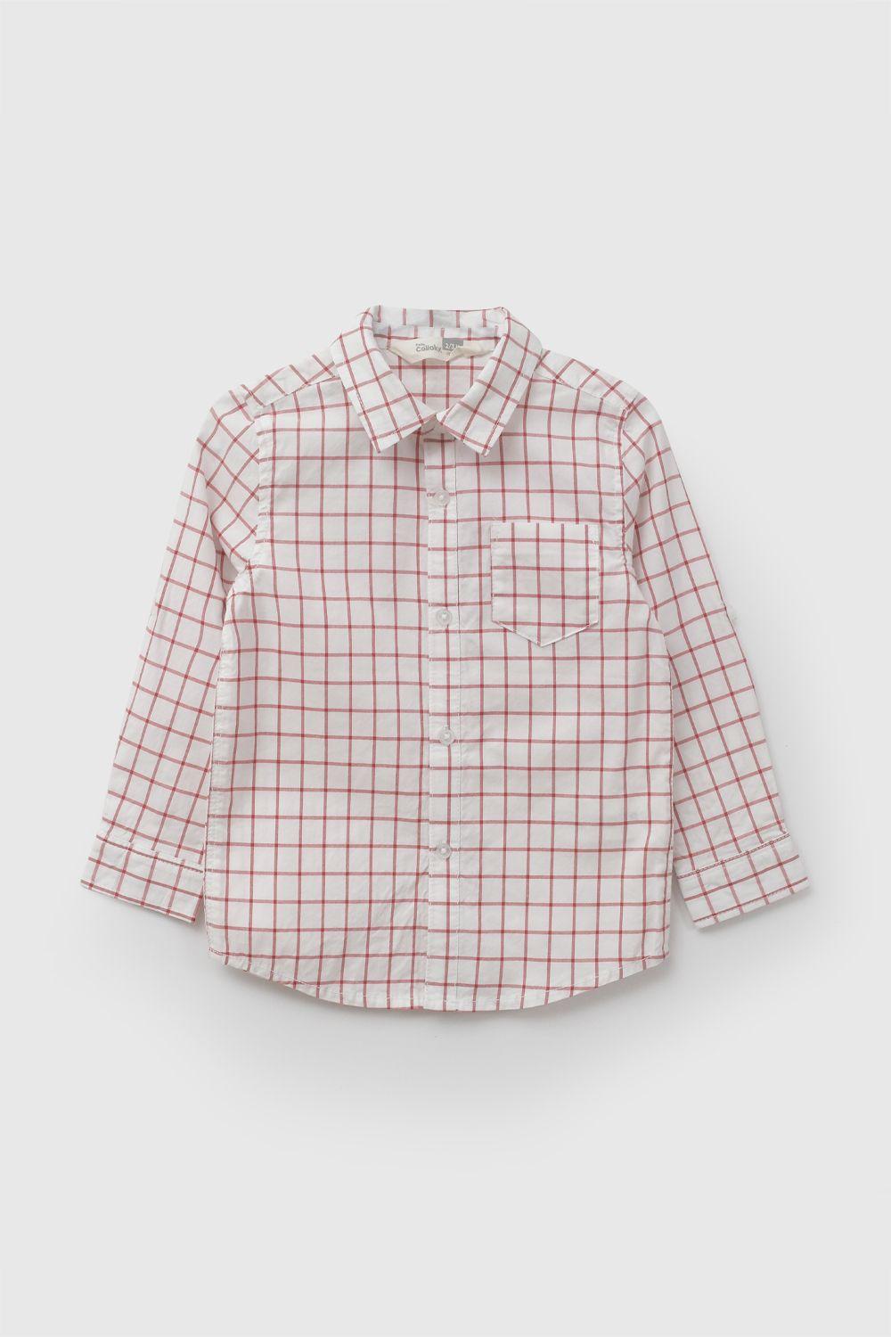 Camisa Popelina Rojo Niño 6-9M a 4-5A Colloky-0