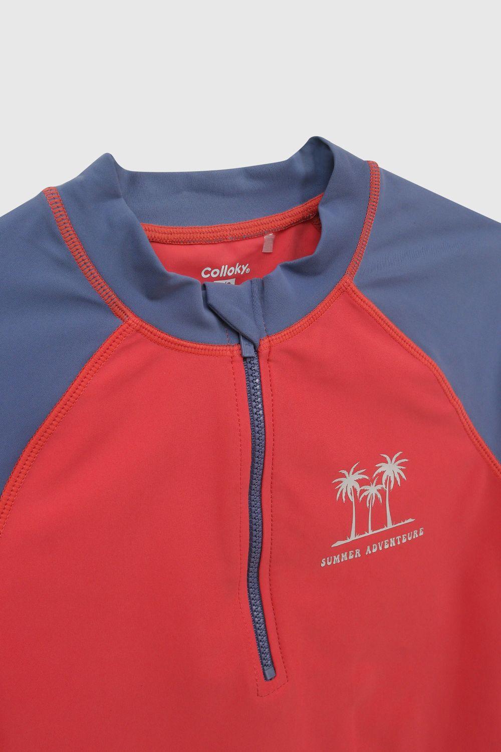 Polera Palm Filtro Uv Rojo Niño 3-4A a 12-13A Colloky-2
