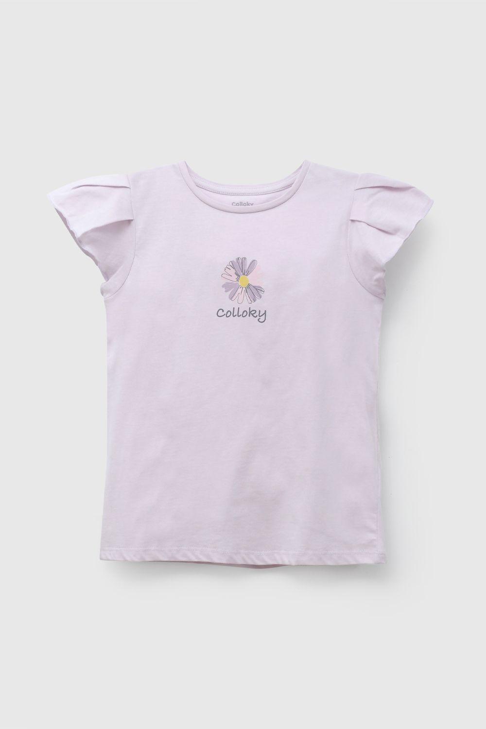 Pack Dos Poleras Colloky Flores Morado De Niña POJE2817V26-2