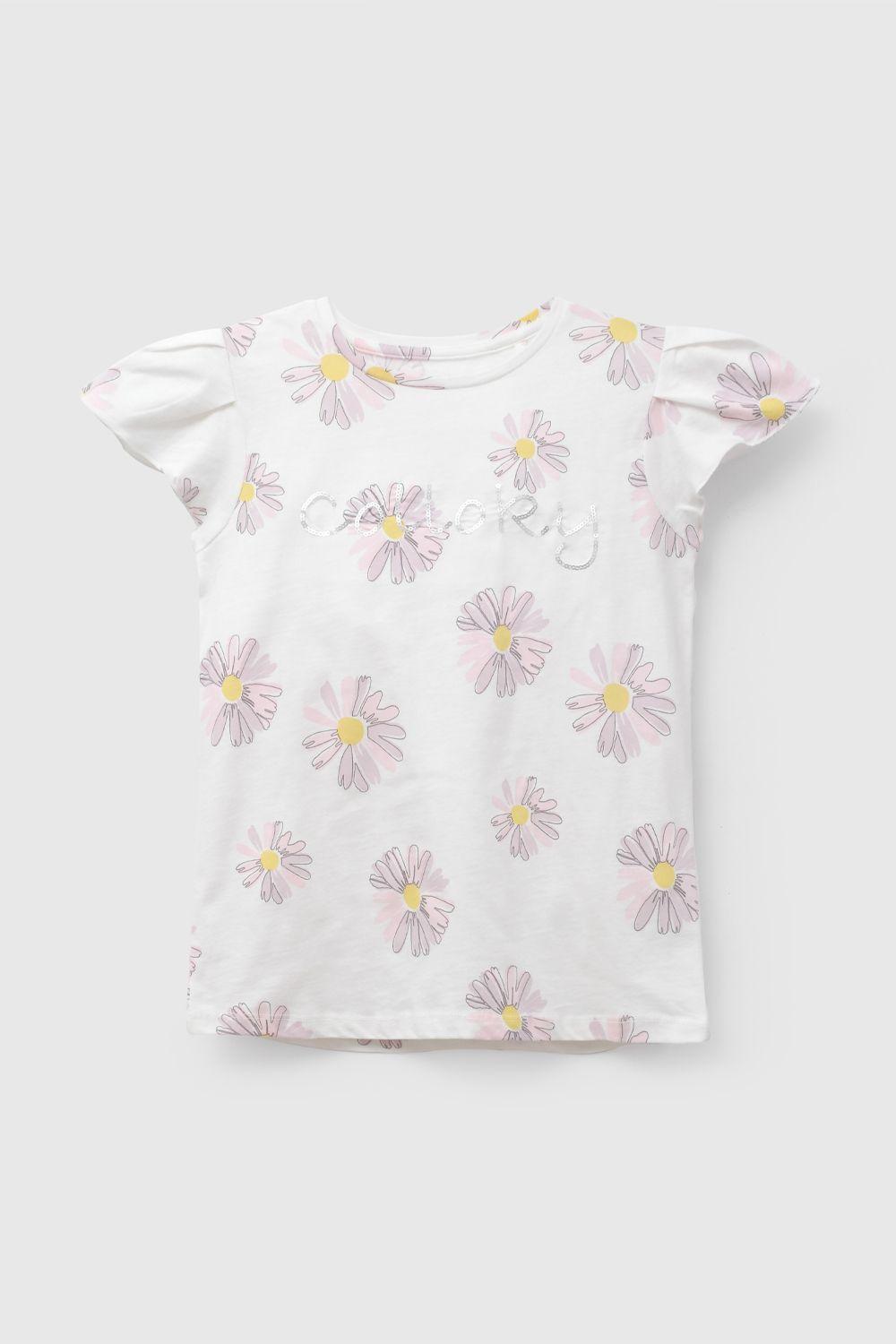 Pack Dos Poleras Colloky Flores Morado De Niña POJE2817V26-3