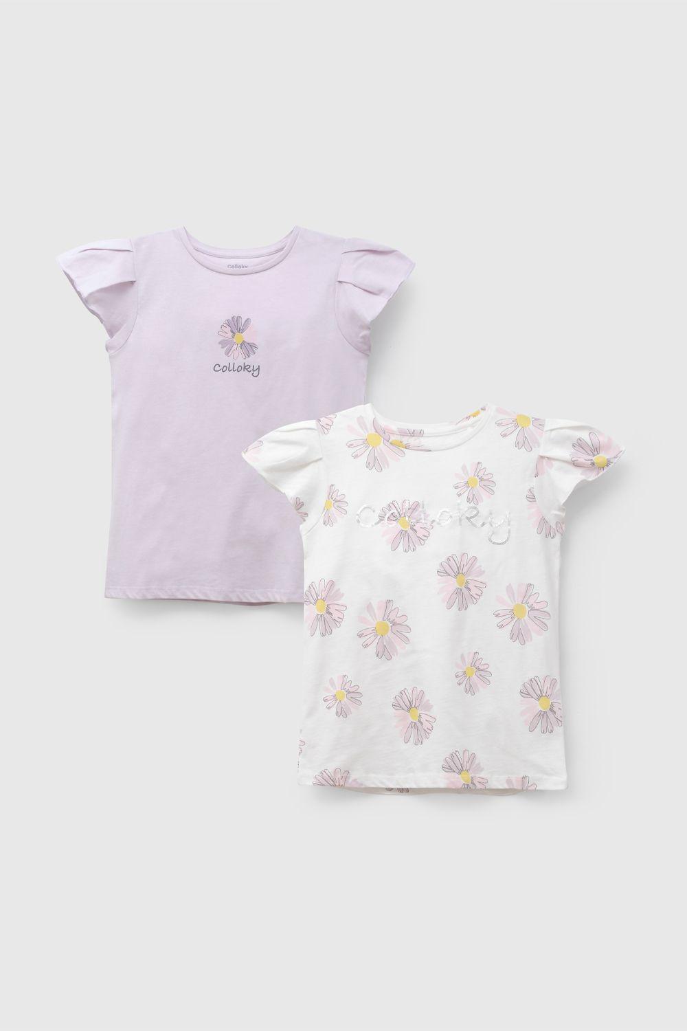 Pack Dos Poleras Colloky Flores Morado De Niña POJE2817V26-0