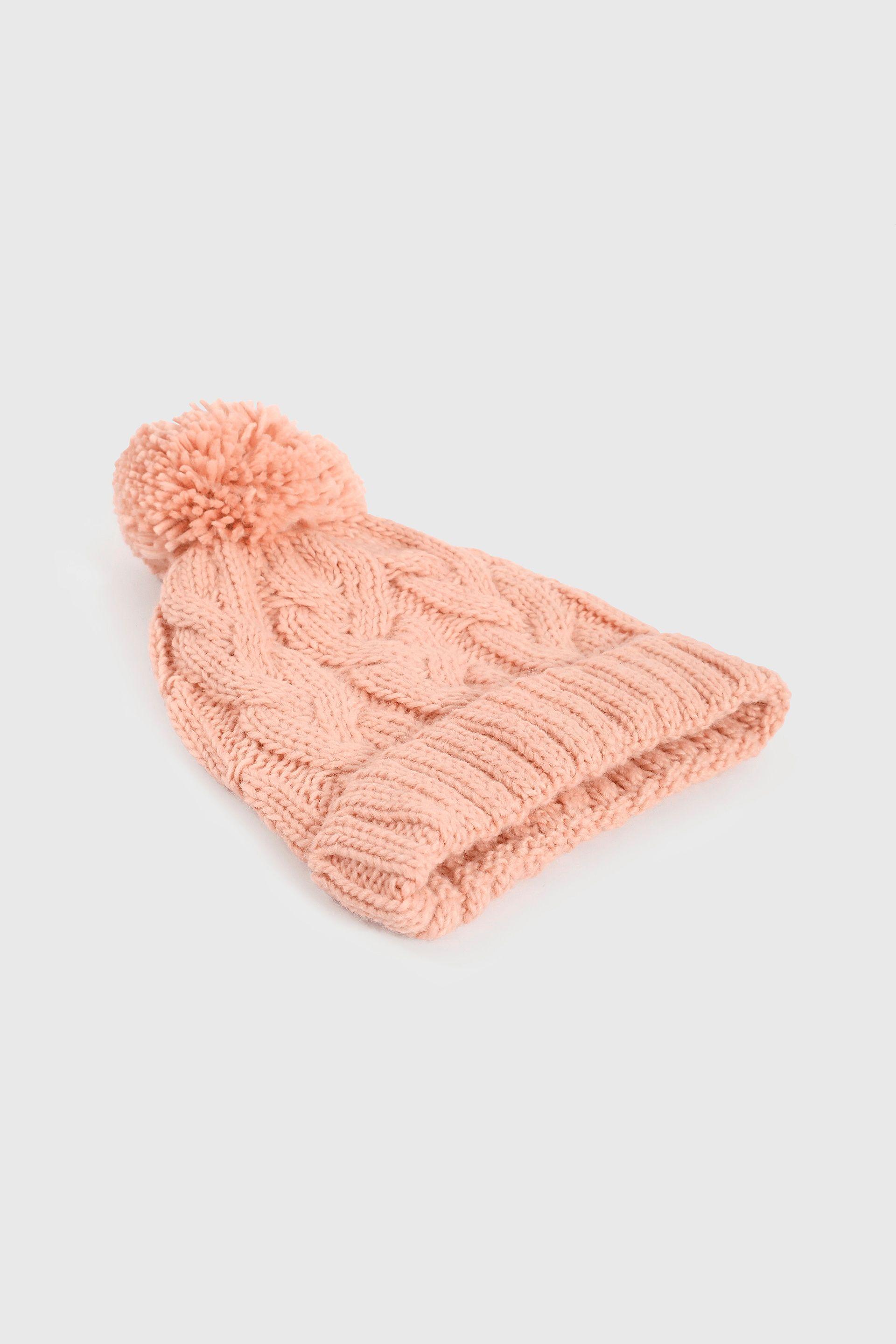 Gorro Trenzado con Forro Rosado-1
