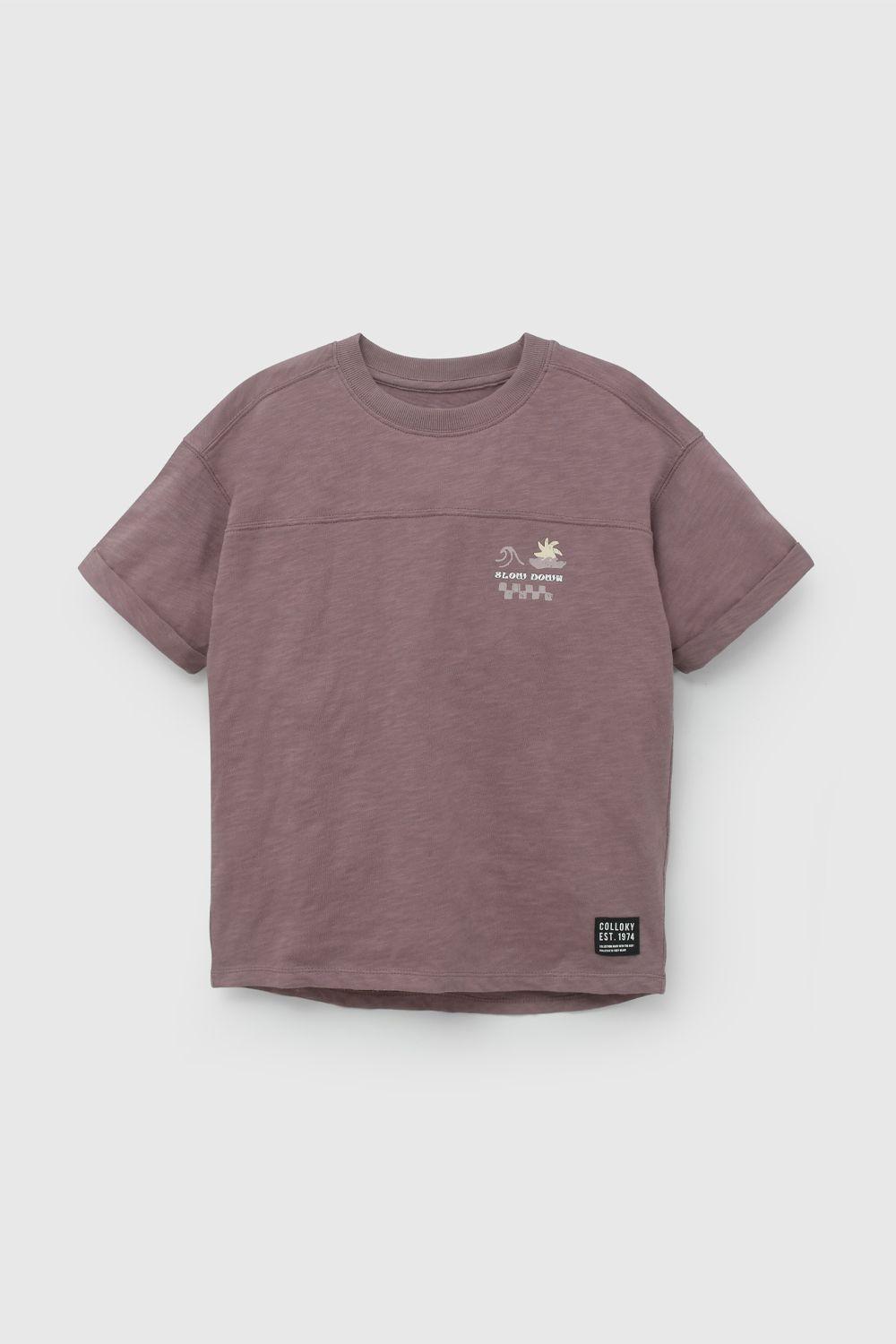Polera Morada Estampado En La Espalda De Niño POJE2716V26-1