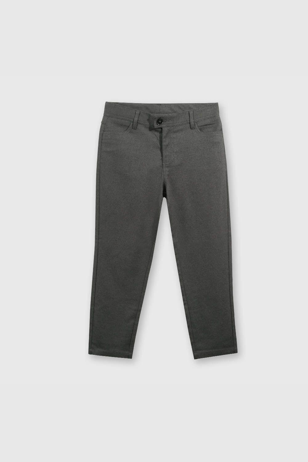 Pantalón Escolar Clásico Gris Cintura Elasticada y Ajuste Interior-0