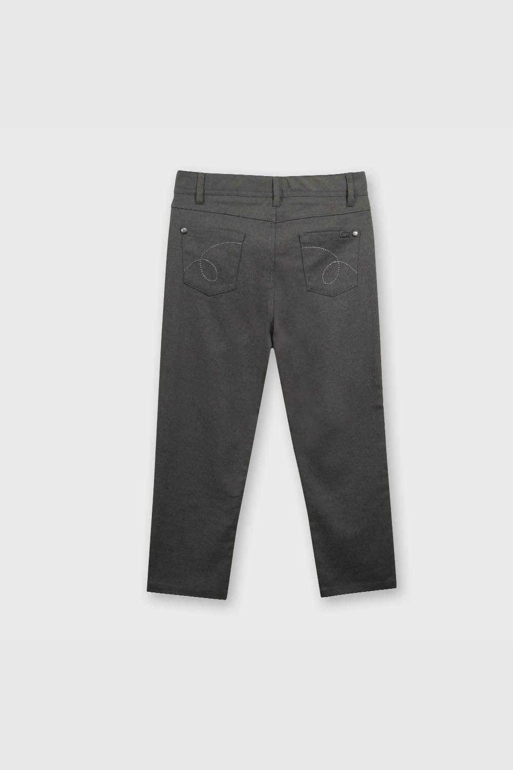 Pantalón Escolar Clásico Gris Cintura Elasticada y Ajuste Interior-1
