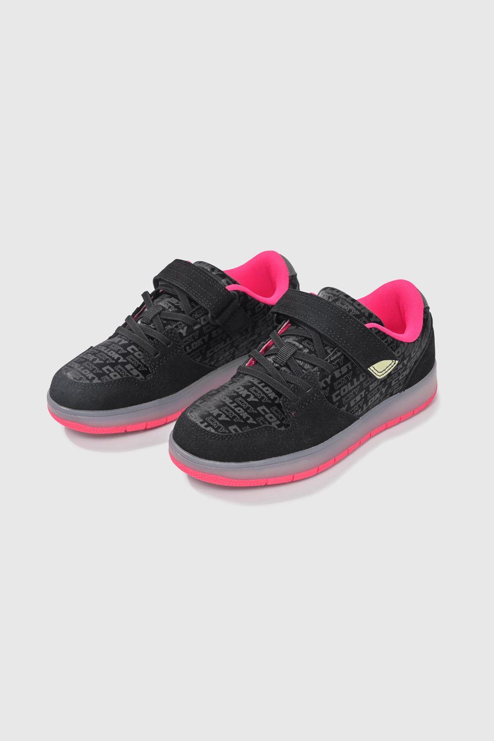 Zapatilla niña velcro elástico glow negro (28 a 38)-0